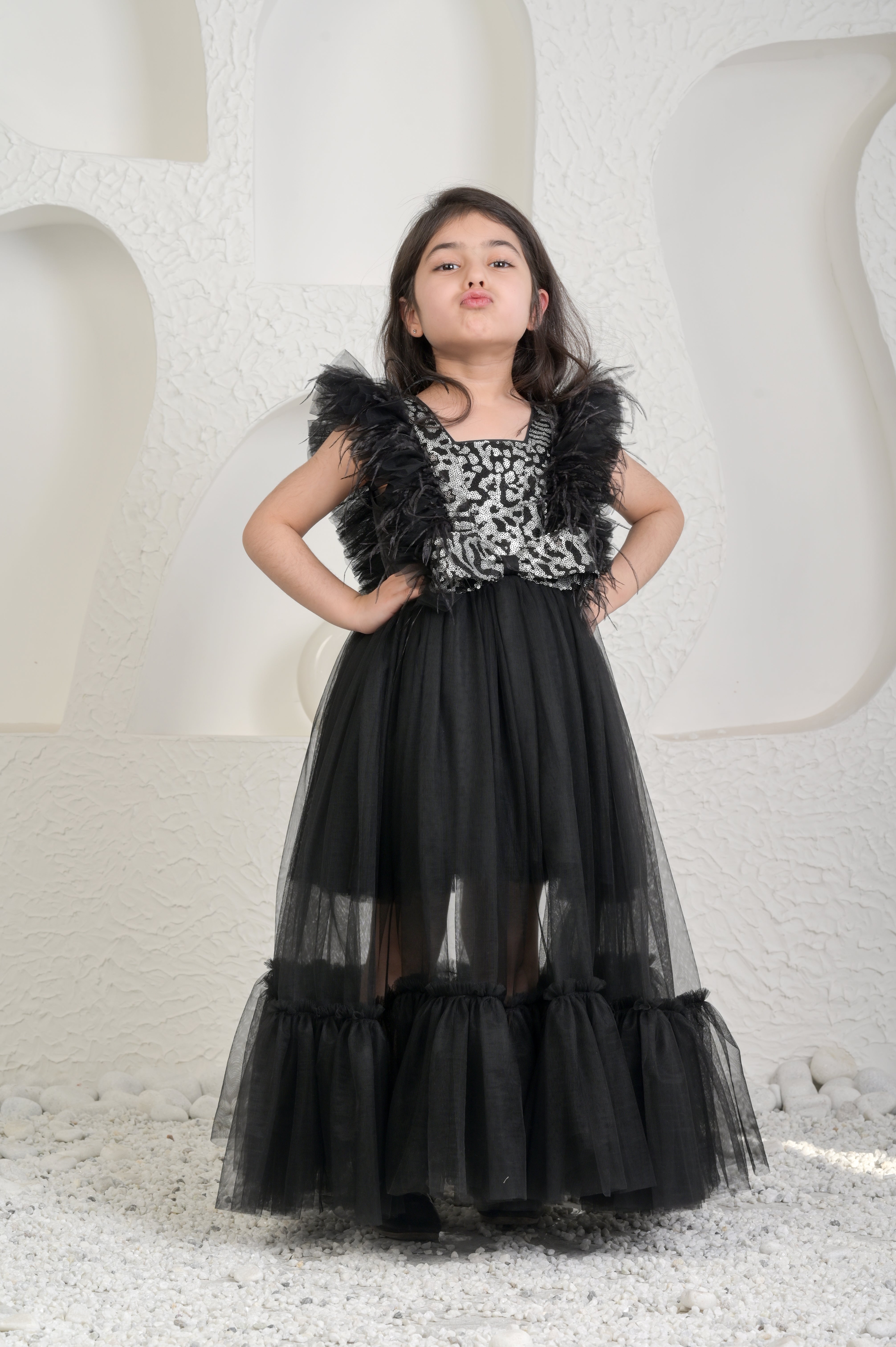 Black Silver Princess Gown