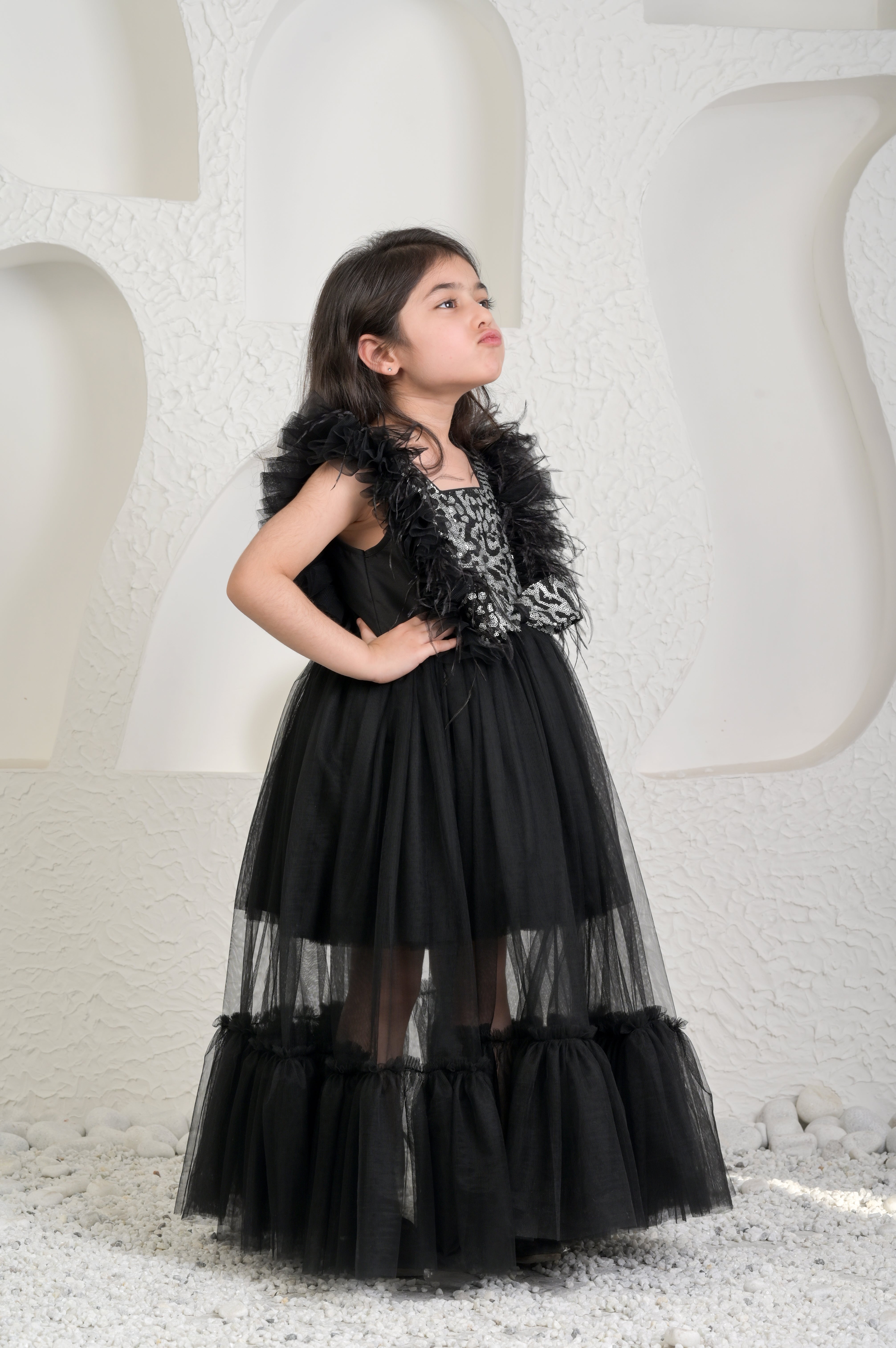 Black Silver Princess Gown