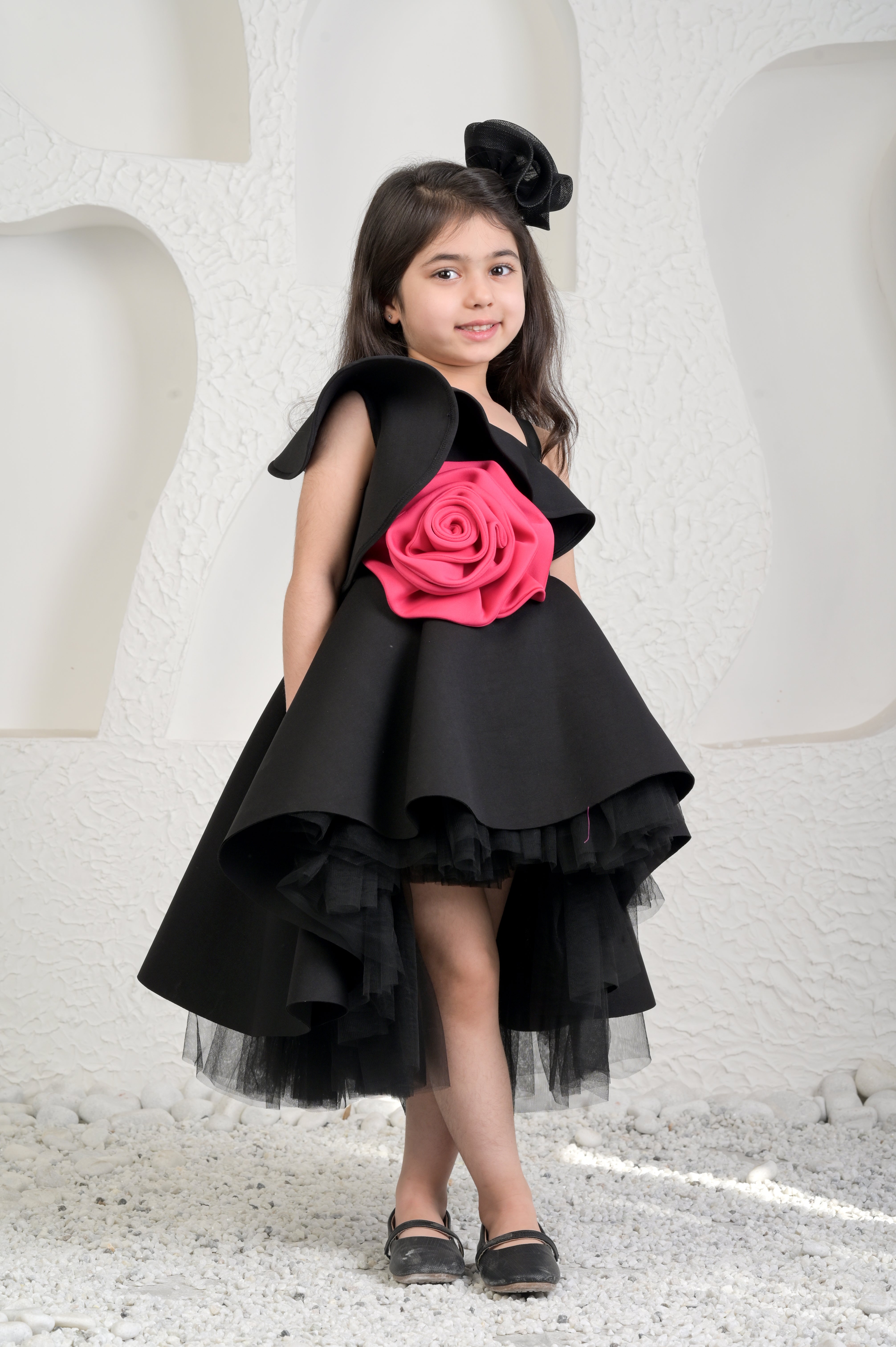 Roseate Black High Low Dress