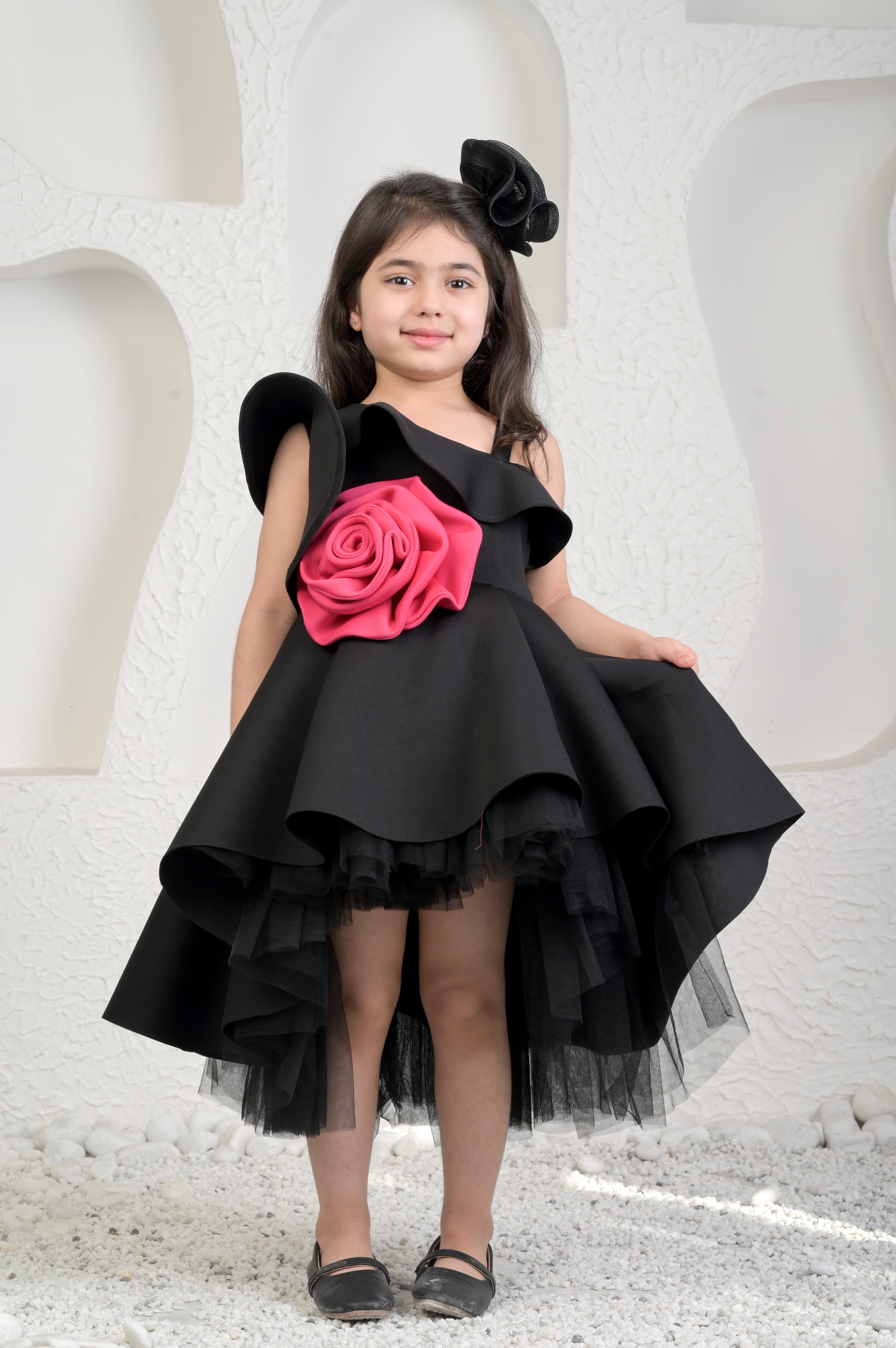 Roseate Black High Low Dress