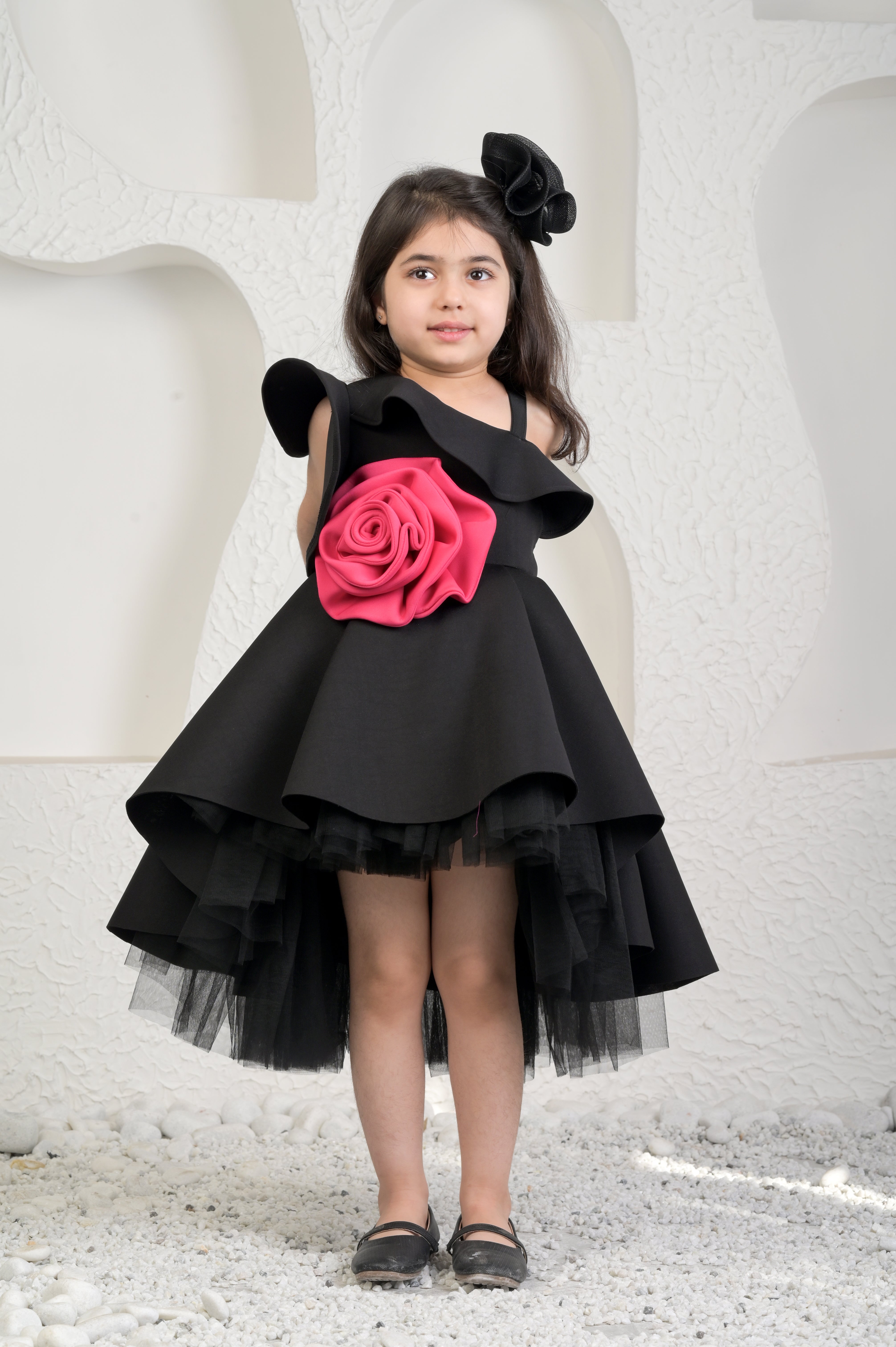 Roseate Black High Low Dress