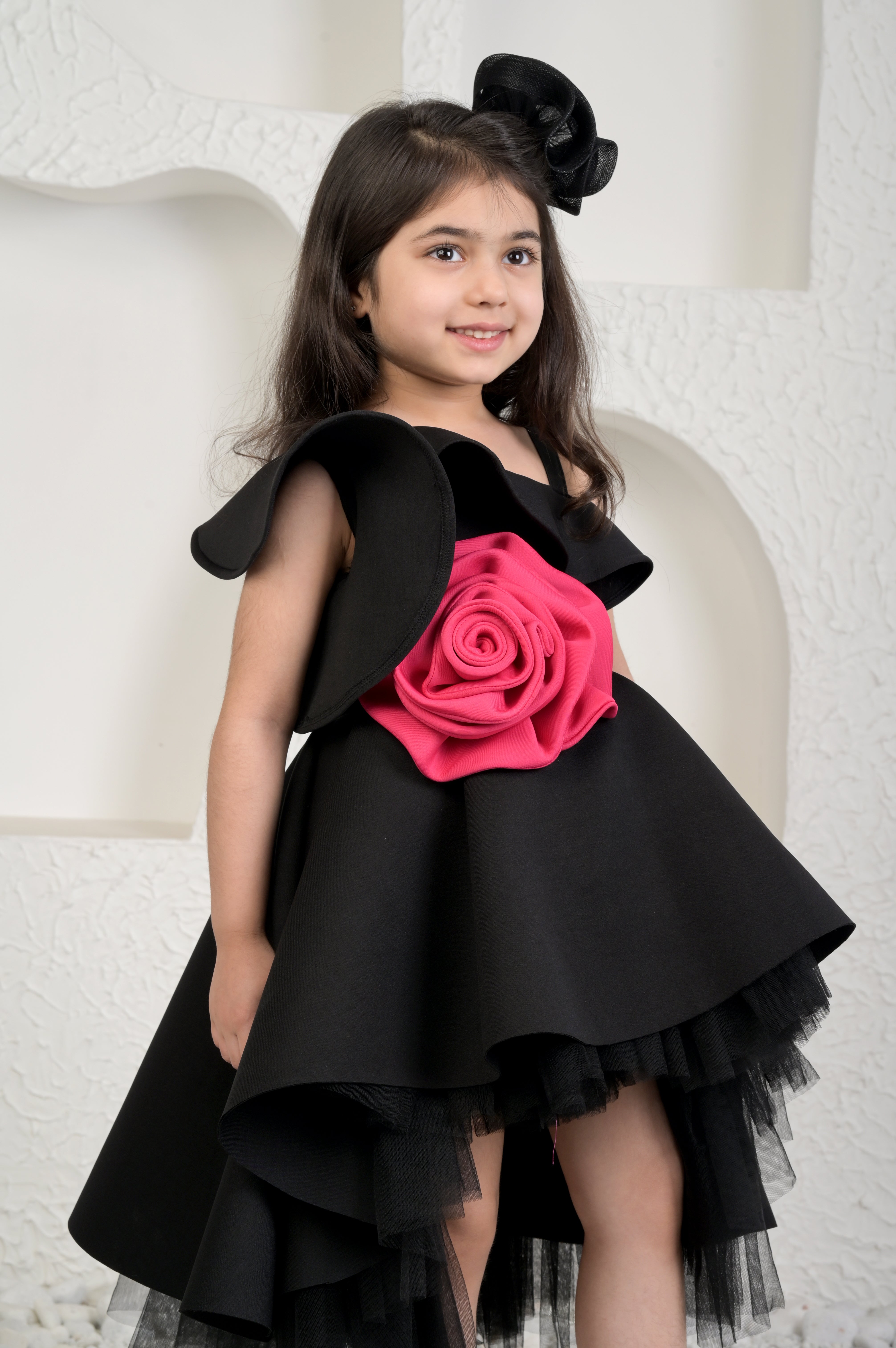 Roseate Black High Low Dress