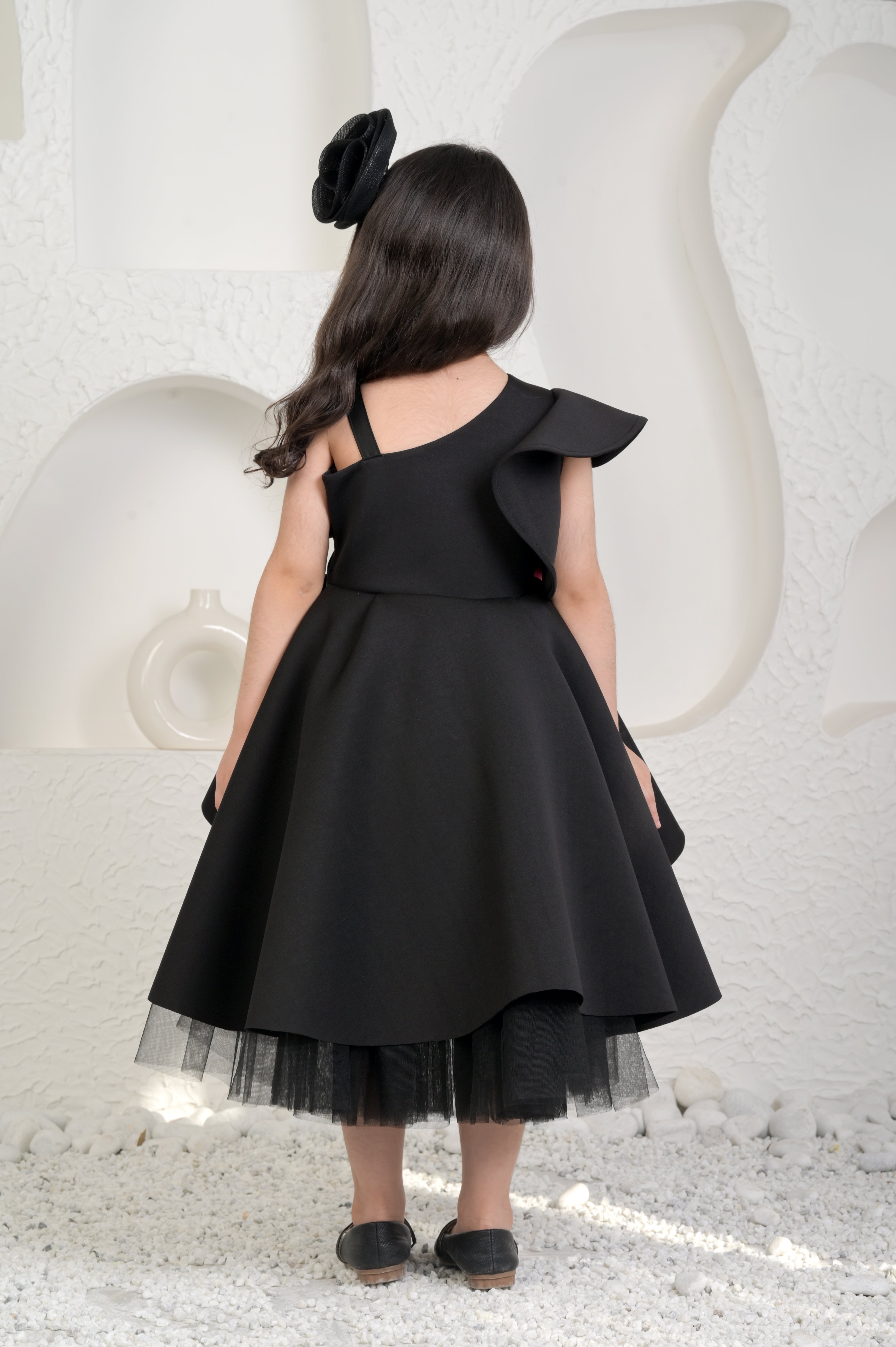 Roseate Black High Low Dress