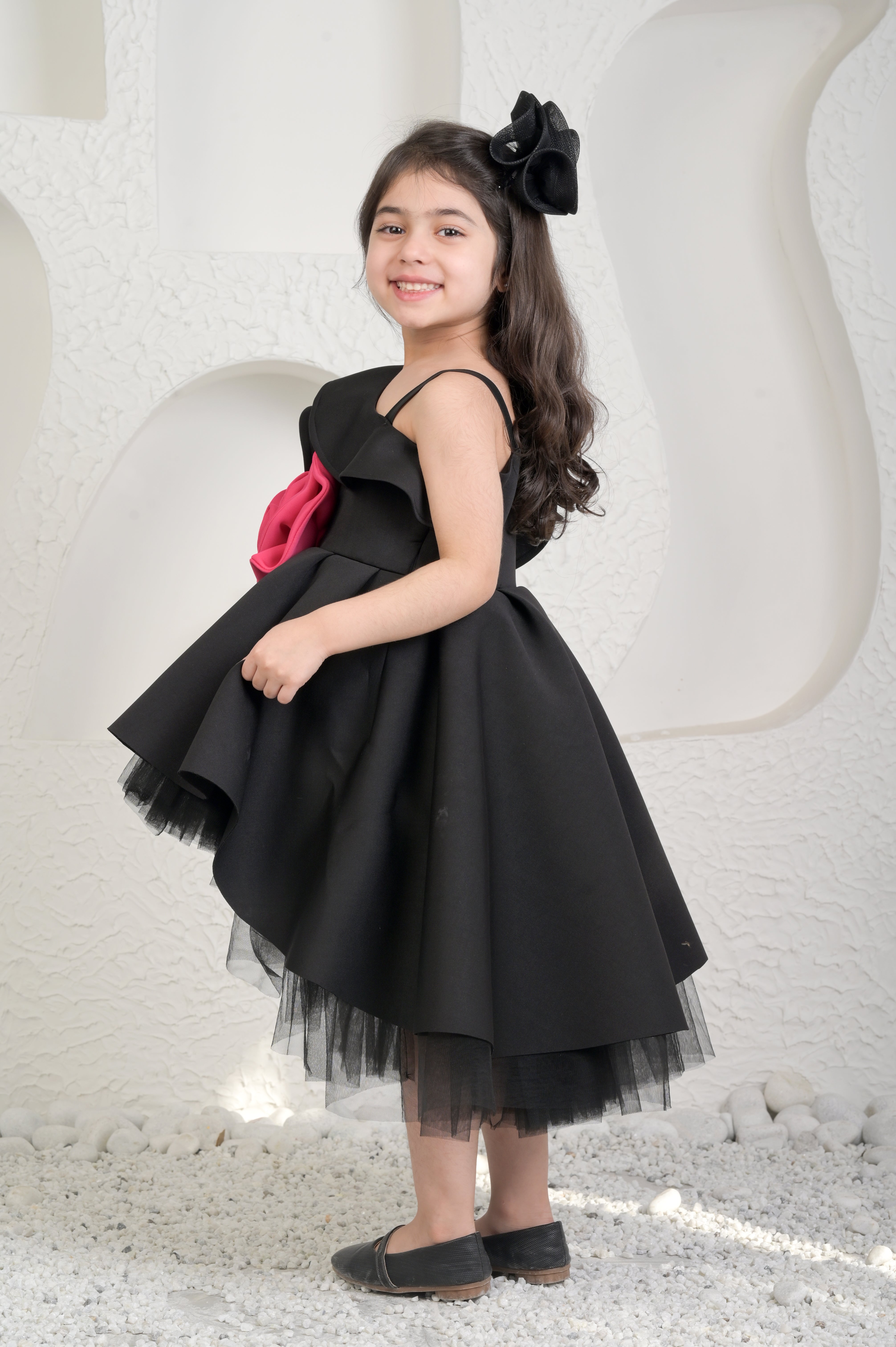 Roseate Black High Low Dress
