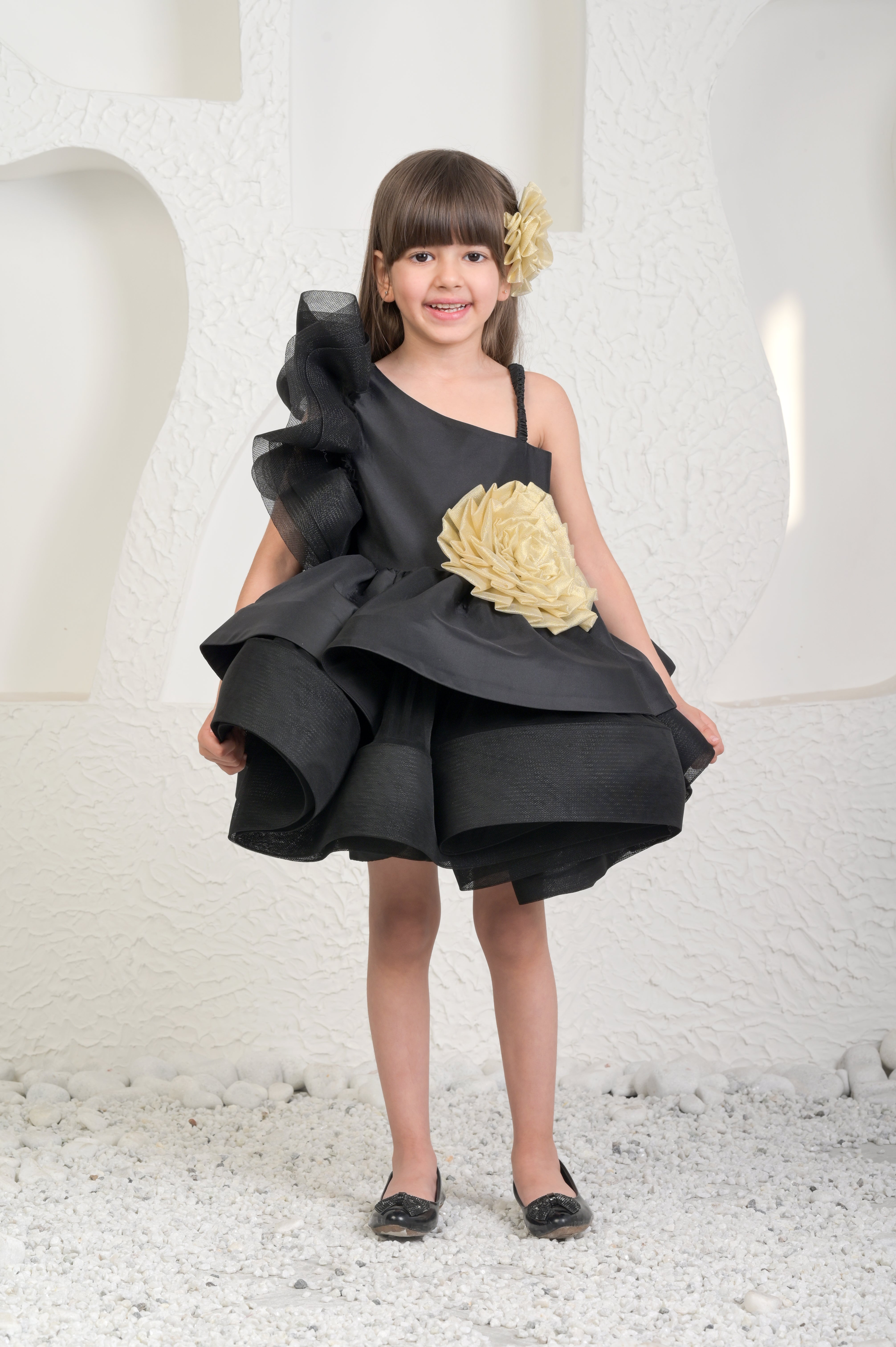 Black Golden Flower Dress