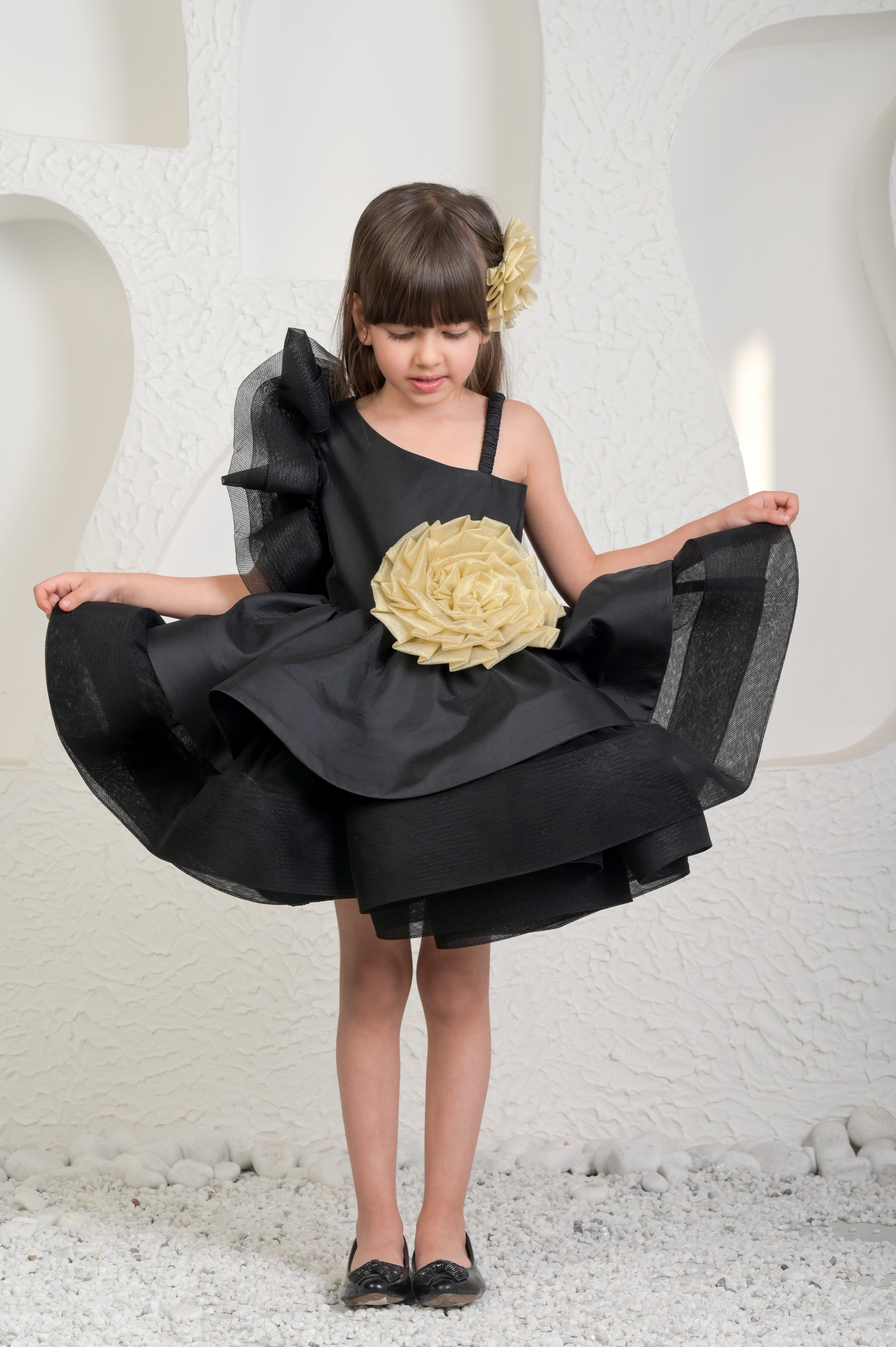 Black Golden Flower Dress