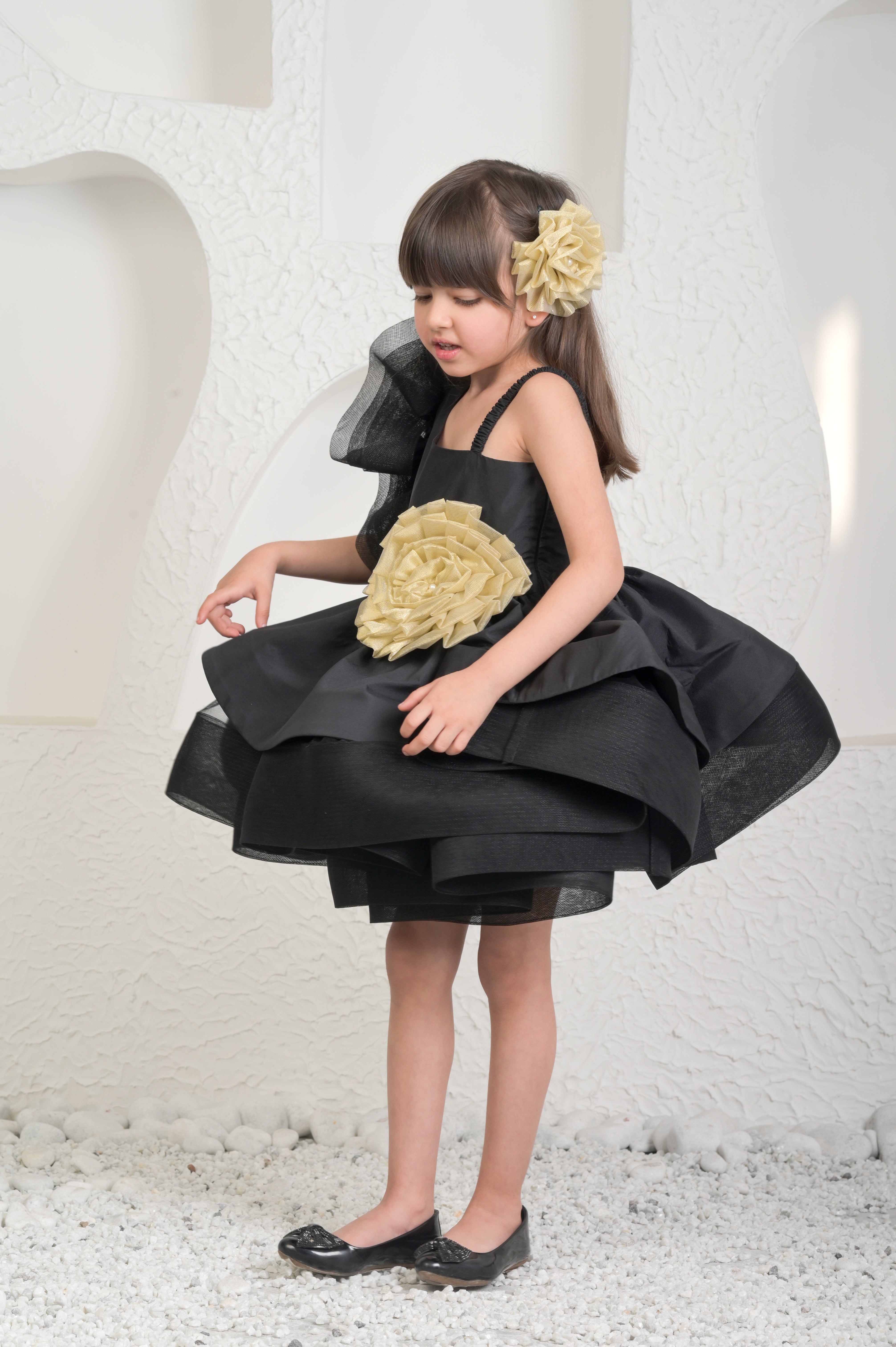 Black Golden Flower Dress