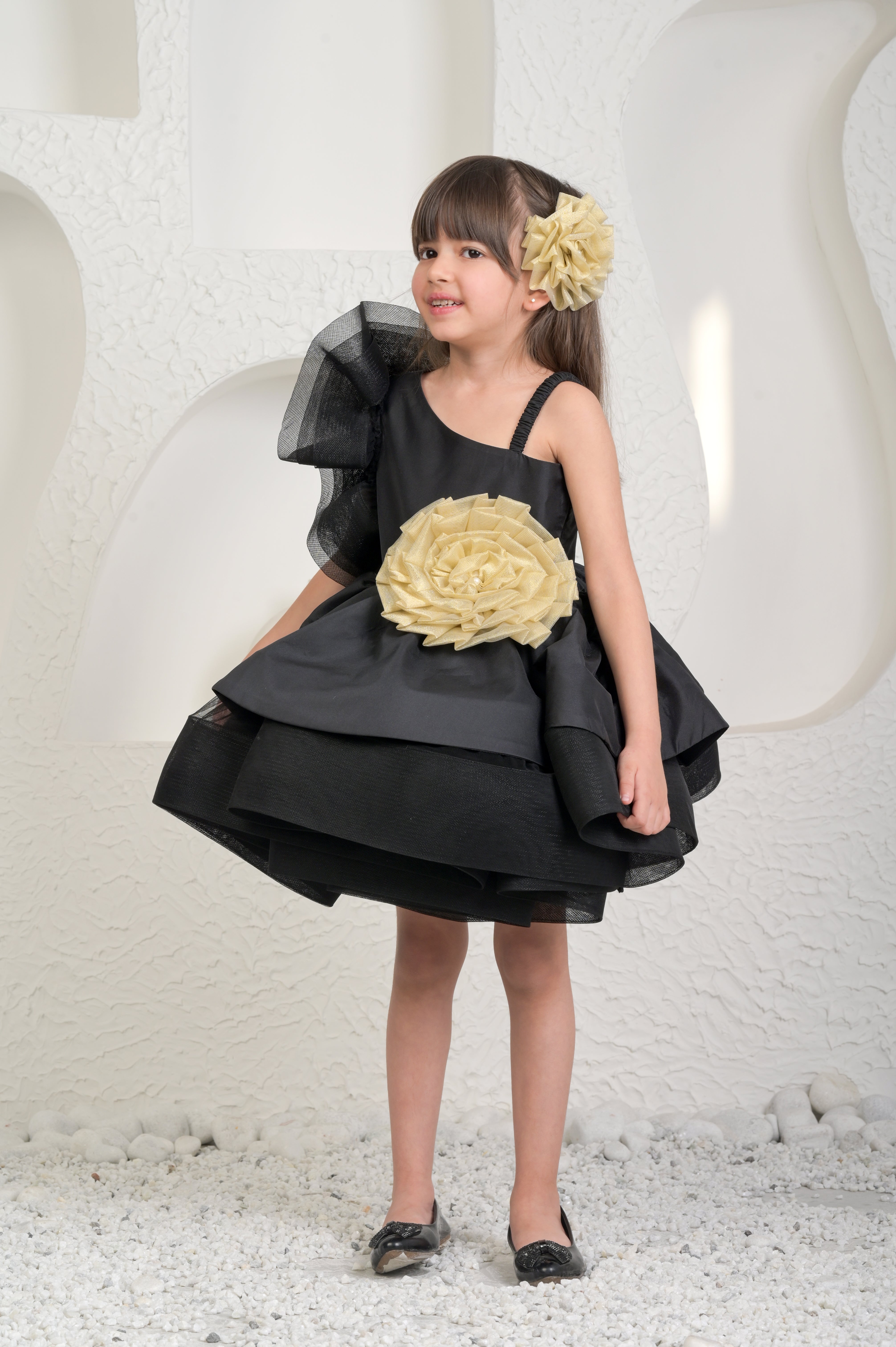 Black Golden Flower Dress