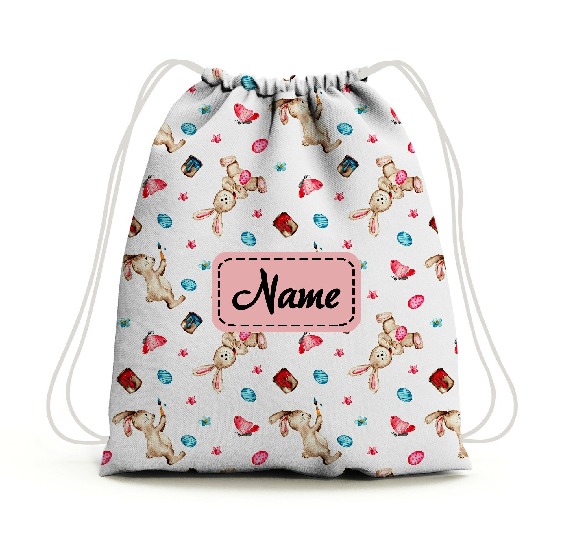 Baby of Mine Premium Waterproof Drawstring Backpack For Swimming Gym Yoga Tuition For 3-10 Years Girls And Boys - Painter Rabbit Print
