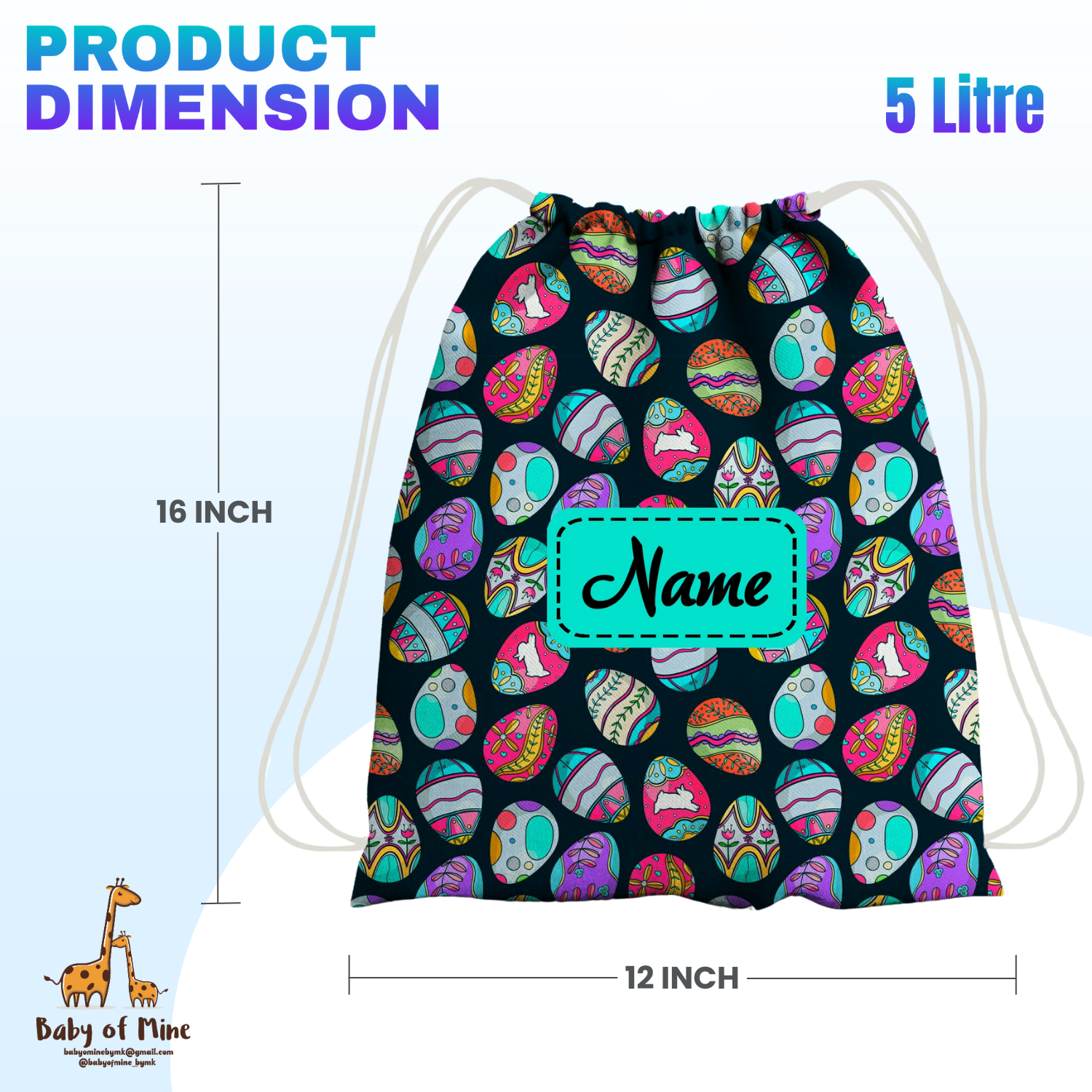Baby of Mine Premium Waterproof Drawstring Backpack For Swimming Gym Yoga Tuition For 3-10 Years Girls And Boys - Colourful Pebbles Print