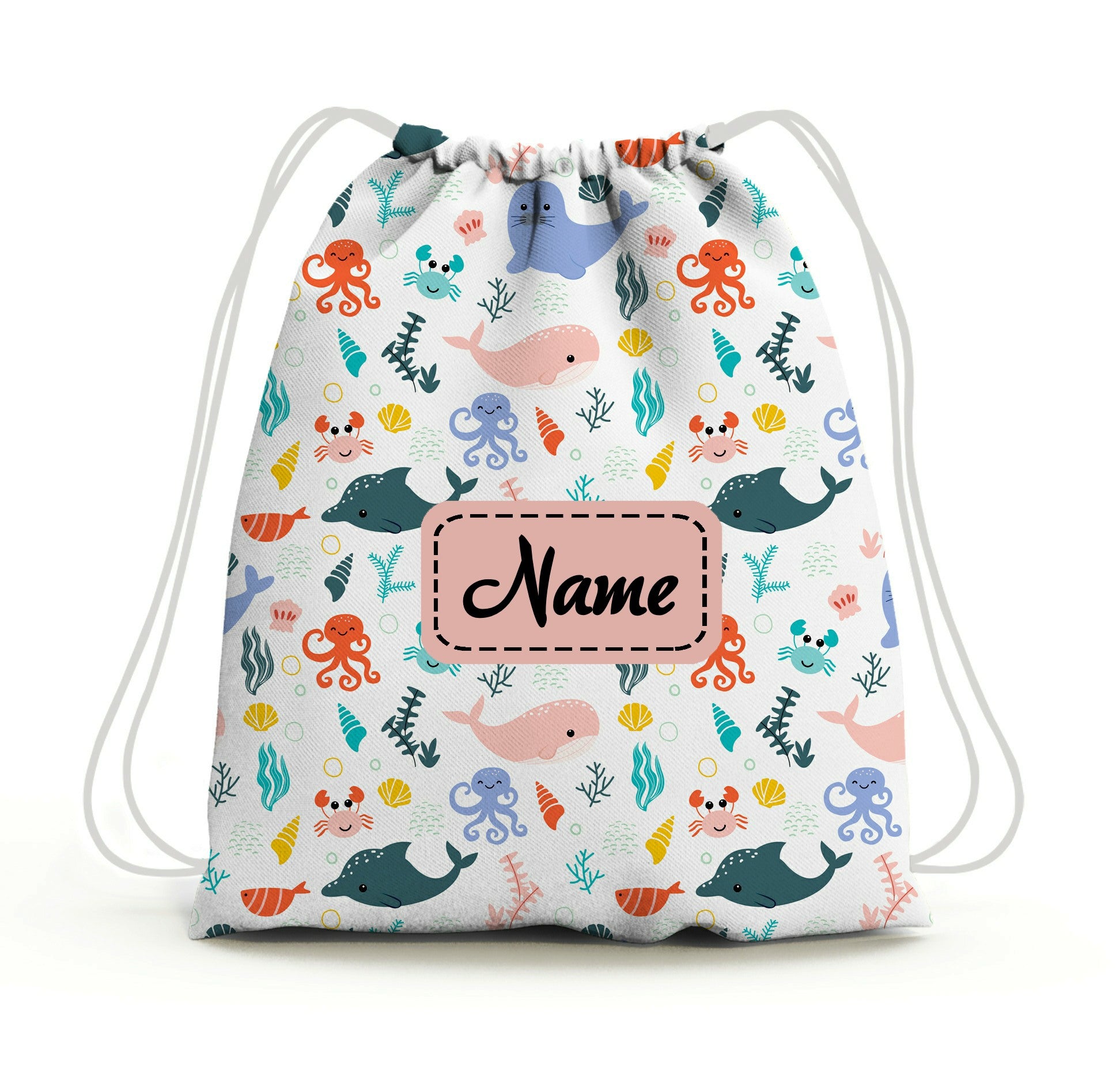Baby of Mine Premium Waterproof Drawstring Backpack For Swimming Gym Yoga Tuition For 3-10 Years Girls And Boys - Sea Party Print