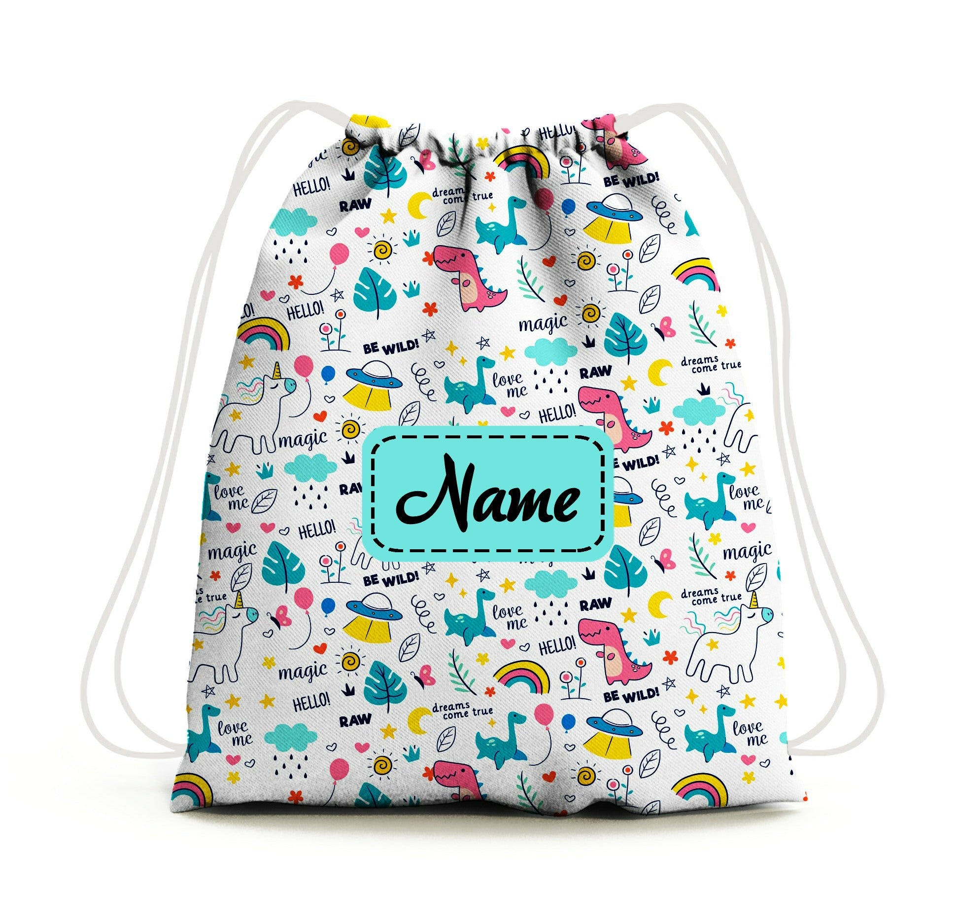 Baby of Mine Premium Waterproof Drawstring Backpack For Swimming Gym Yoga Tuition For 3-10 Years Girls And Boys - Magic Print