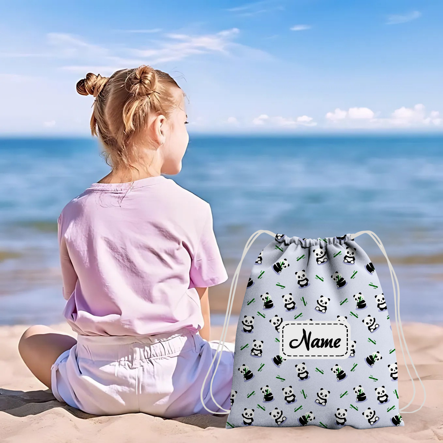 Baby of Mine Premium Waterproof Drawstring Backpack For Swimming Gym Yoga Tuition For 3-10 Years Girls And Boys - Panda Print