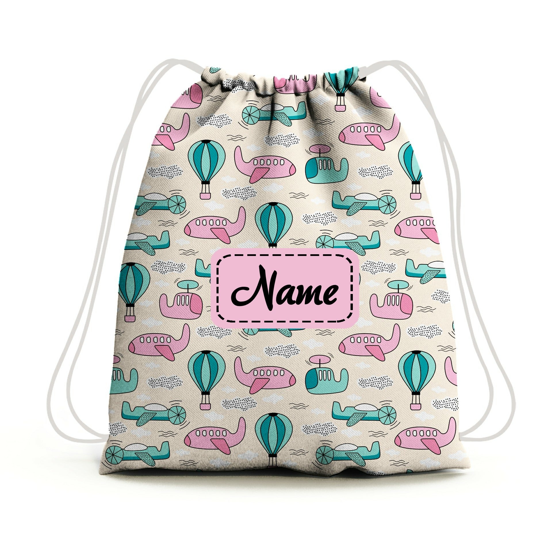 Baby of Mine Premium Waterproof Drawstring Backpack For Swimming Gym Yoga Tuition For 3-10 Years Girls And Boys - Hot Air Balloon Print