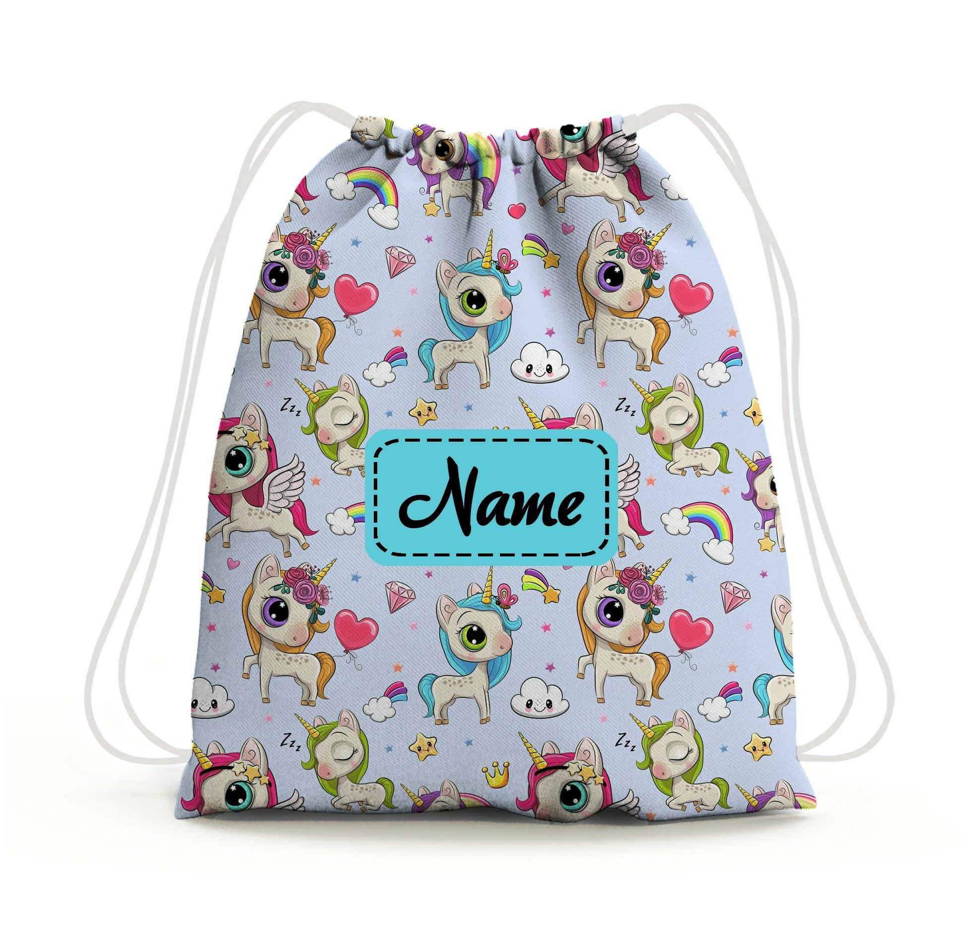 Baby of Mine Premium Waterproof Drawstring Backpack For Swimming Gym Yoga Tuition For 3-10 Years Girls And Boys - Rainbow Unicorn Print