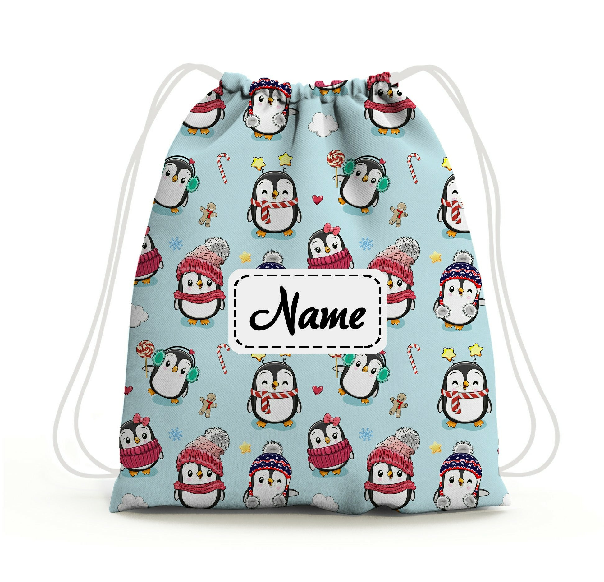 Baby of Mine Premium Waterproof Drawstring Backpack For Swimming Gym Yoga Tuition For 3-10 Years Girls And Boys - Ice Penguins Print