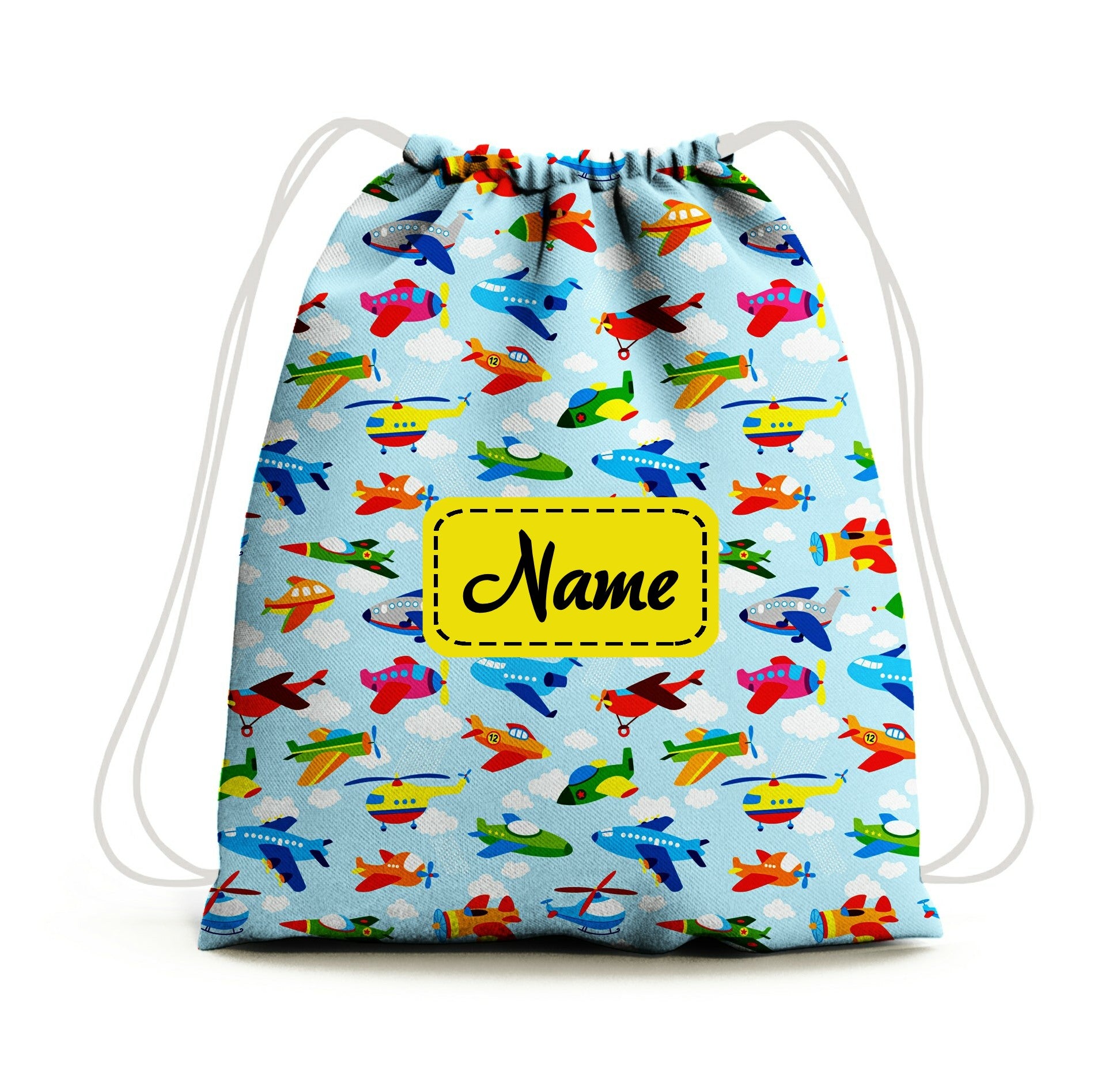 Baby of Mine Premium Waterproof Drawstring Backpack For Swimming Gym Yoga Tuition For 3-10 Years Girls And Boys - Sky Traffic Print