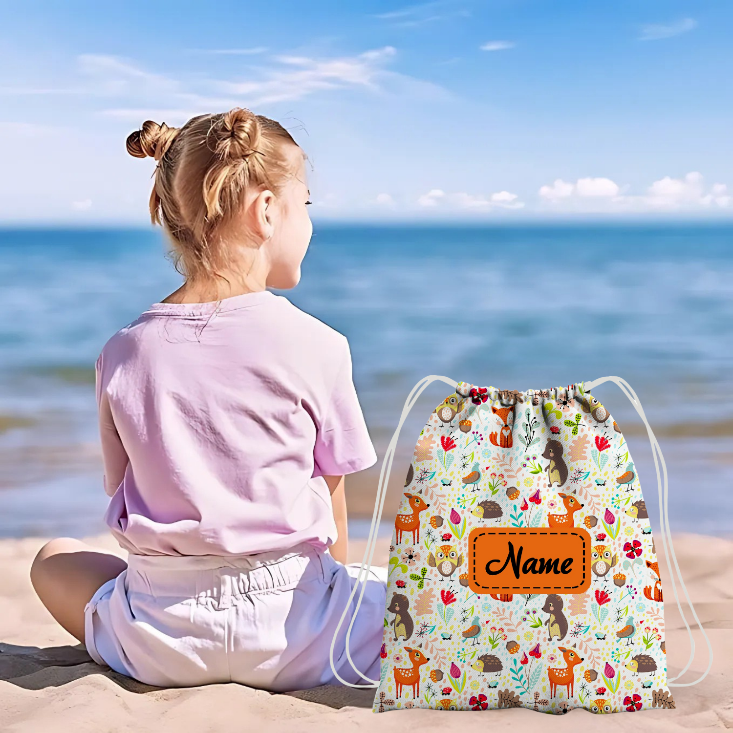 Baby of Mine Premium Waterproof Drawstring Backpack For Swimming Gym Yoga Tuition For 3-10 Years Girls And Boys - Forest Garden Print