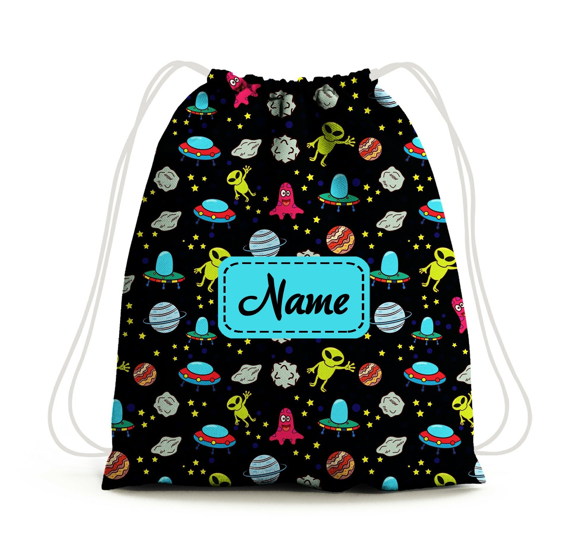 Baby of Mine Premium Waterproof Drawstring Backpack For Swimming Gym Yoga Tuition For 3-10 Years Girls And Boys - Alien Print