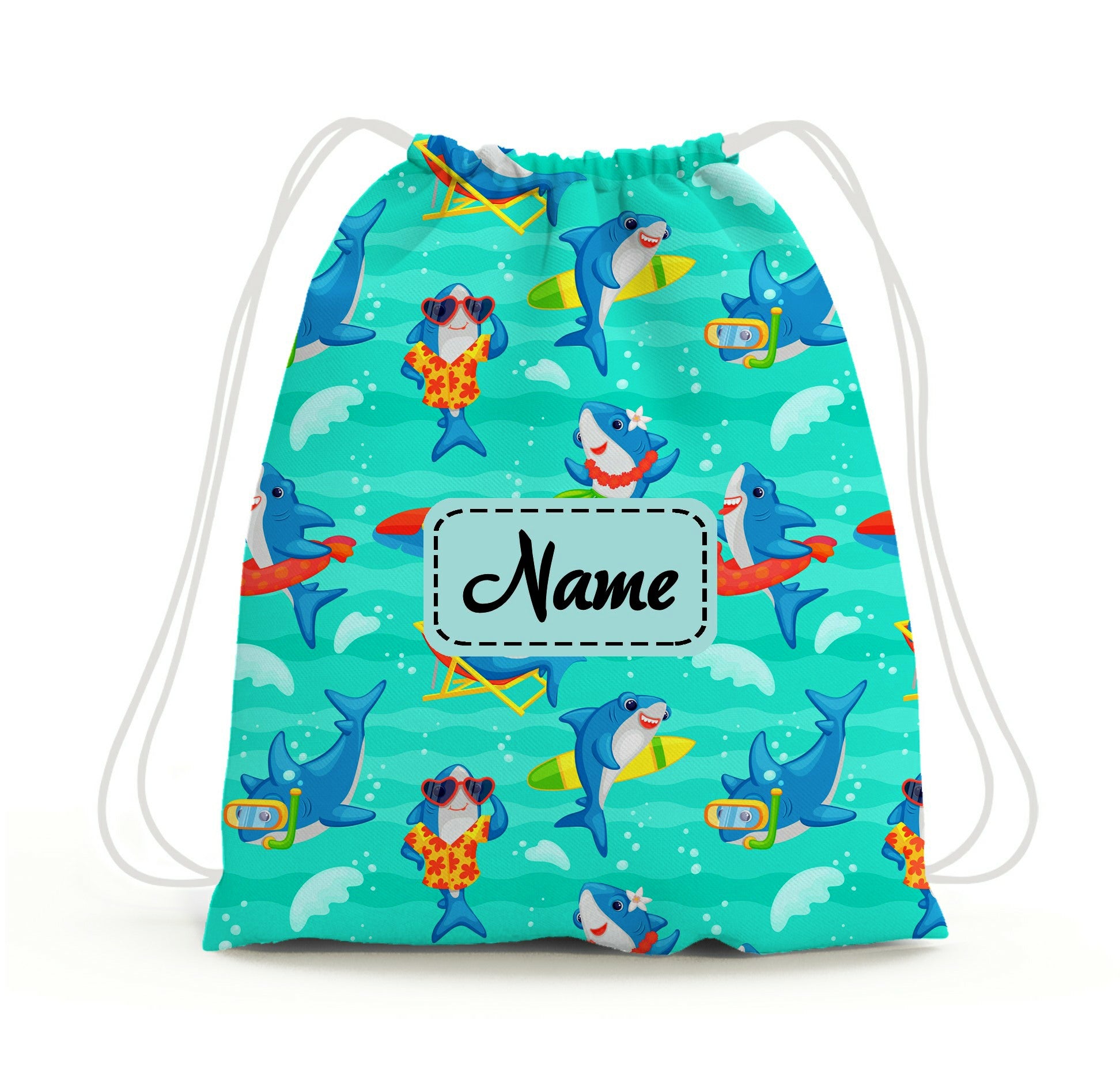 Baby of Mine Premium Waterproof Drawstring Backpack For Swimming Gym Yoga Tuition For 3-10 Years Girls And Boys - Cool Shark Print