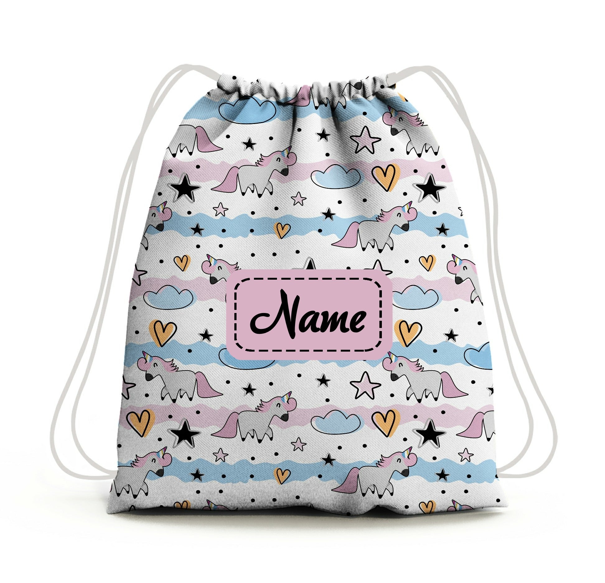 Baby of Mine Premium Waterproof Drawstring Backpack For Swimming Gym Yoga Tuition For 3-10 Years Girls And Boys - Unicorn Star Print