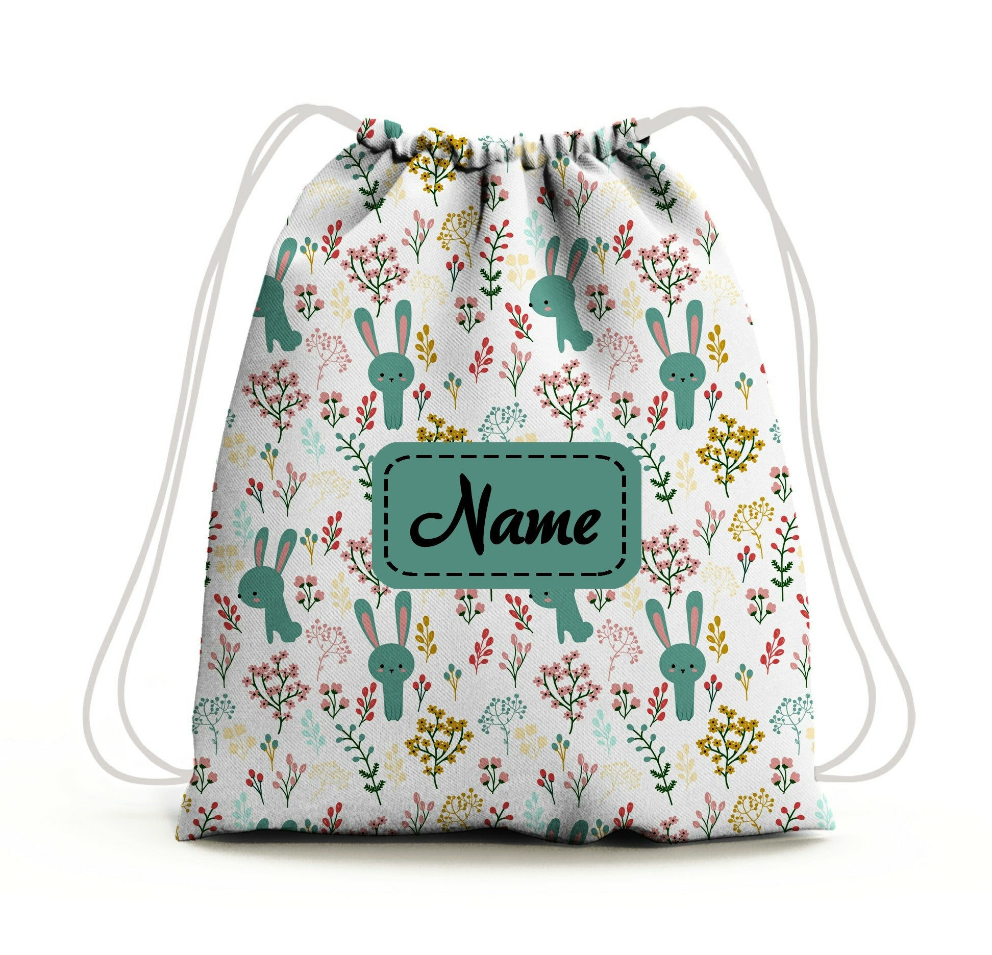 Baby of Mine Premium Waterproof Drawstring Backpack For Swimming Gym Yoga Tuition For 3-10 Years Girls And Boys - Rabbit Garden Print