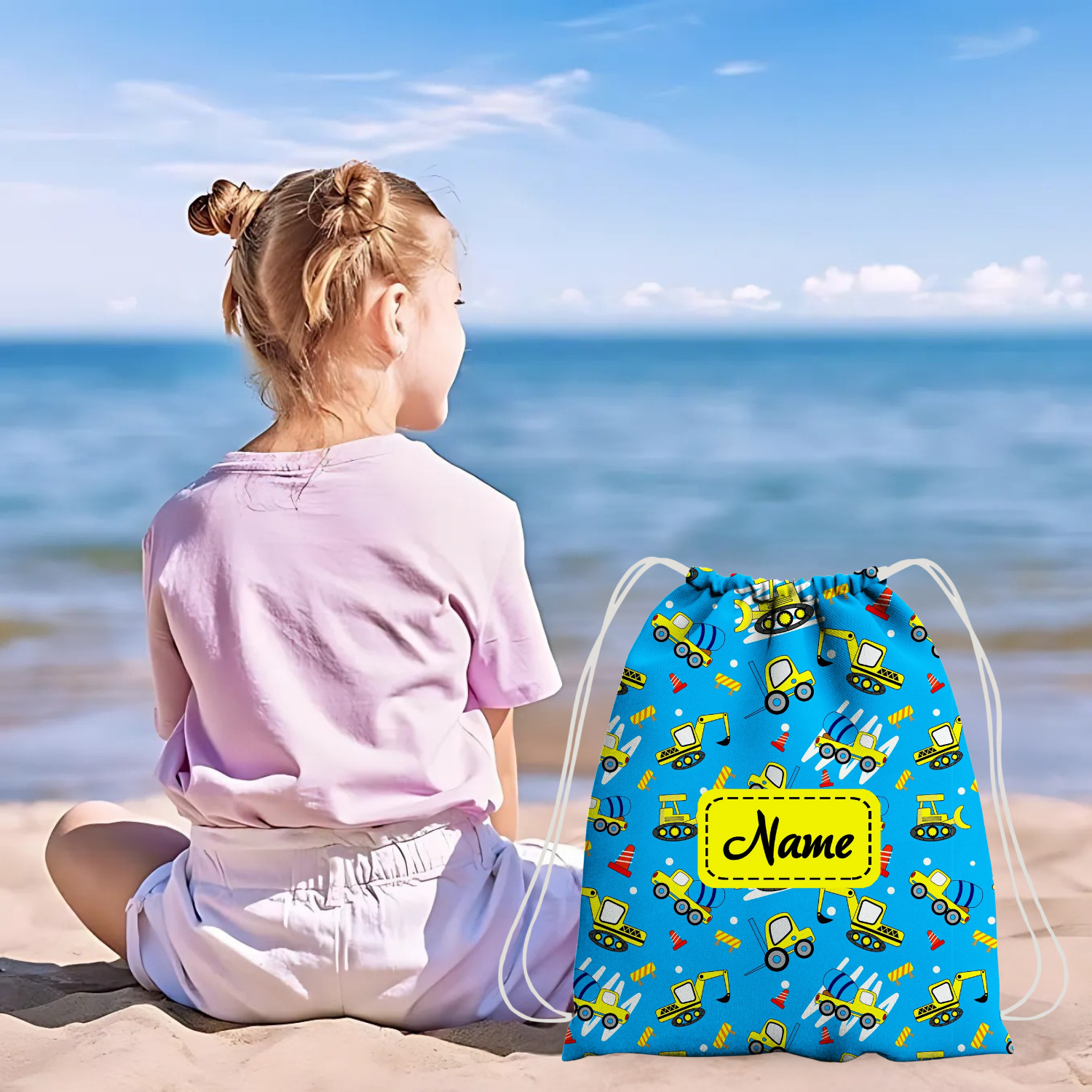 Earth Mover Waterproof Drawstring Bag For Swimming Gym Yoga Tuition For 3-10 Yrs Girls/Boys