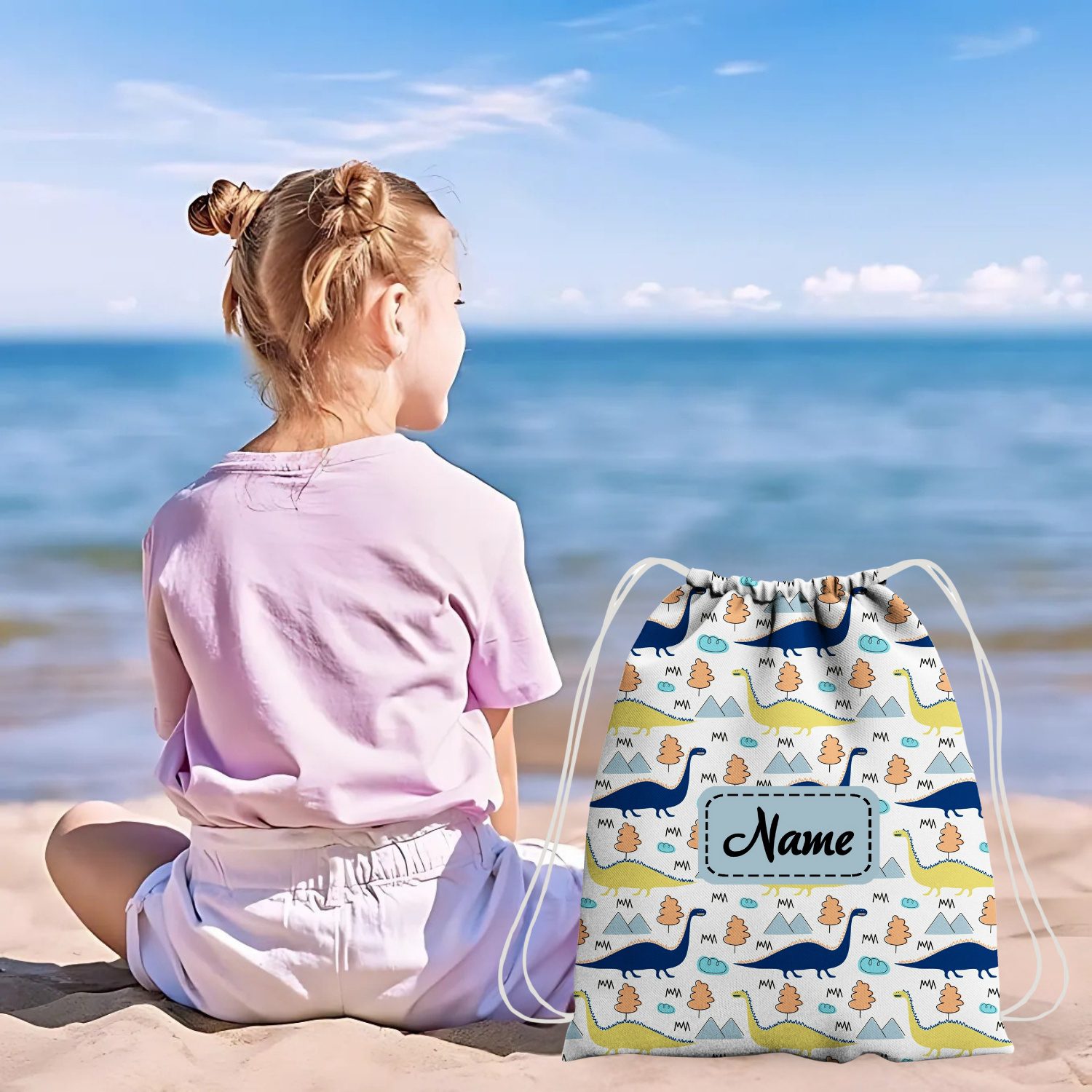 Baby of Mine Premium Waterproof Drawstring Backpack For Swimming Gym Yoga Tuition For 3-10 Years Girls And Boys - Jurassic Park Print