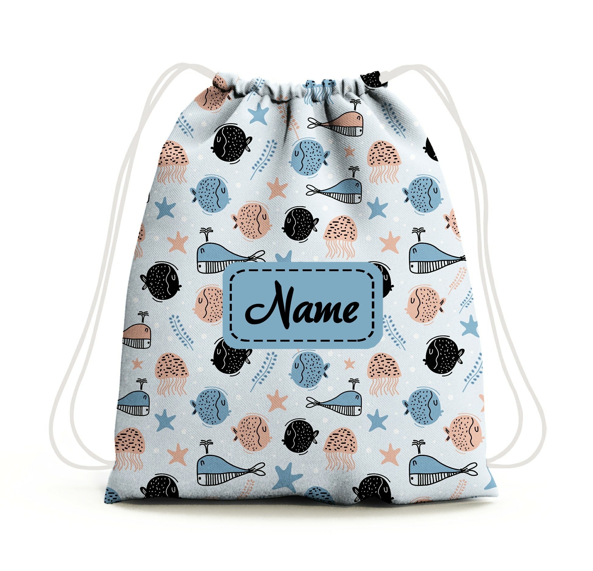 Baby of Mine Premium Waterproof Drawstring Backpack For Swimming Gym Yoga Tuition For 3-10 Years Girls And Boys - Sea Life Print
