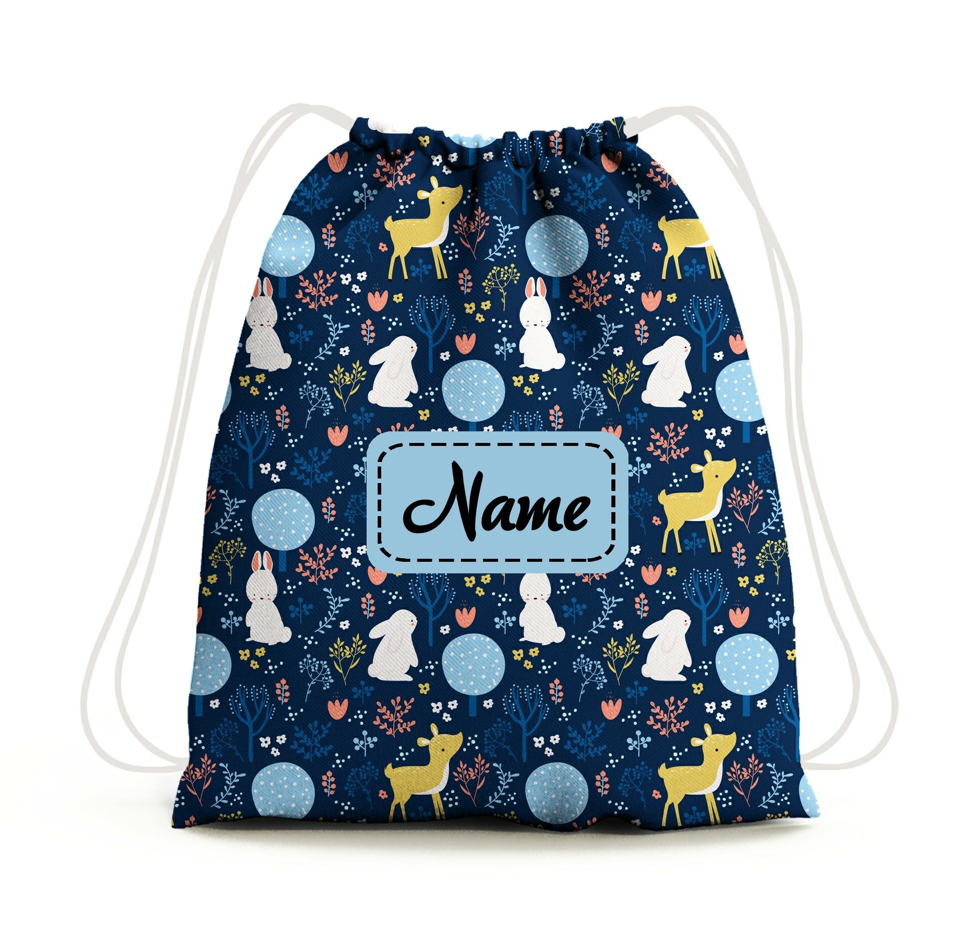 Baby of Mine Premium Waterproof Drawstring Backpack For Swimming Gym Yoga Tuition For 3-10 Years Girls And Boys - Deer Rabbit Print