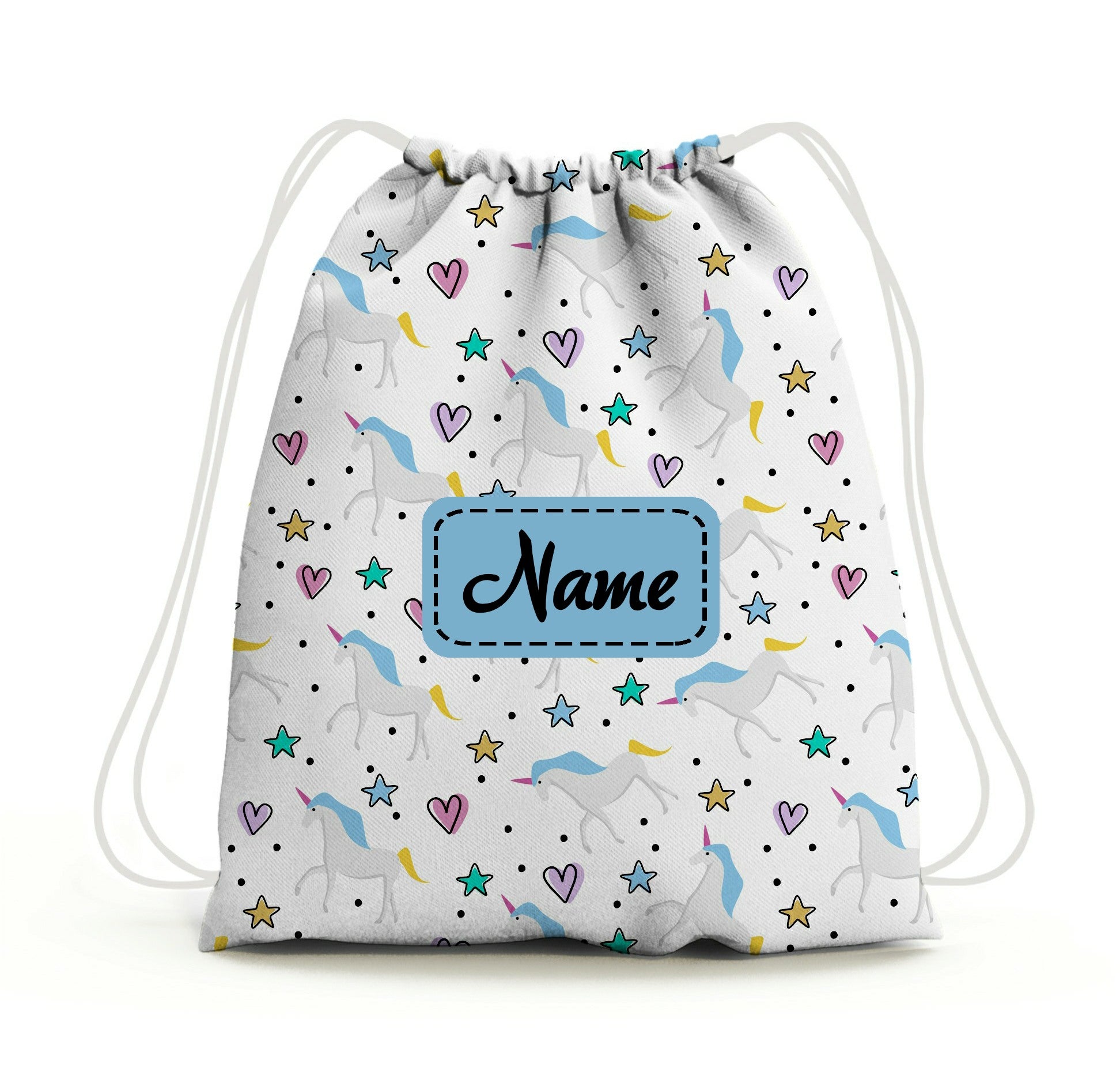 Baby of Mine Premium Waterproof Drawstring Backpack For Swimming Gym Yoga Tuition For 3-10 Years Girls And Boys - Unicorn Heart Print