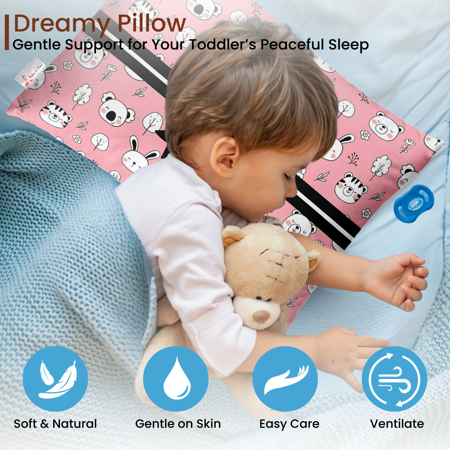 Baby of Mine Premium Baby Infant Pillow for Kids Age 1 Year To 5 Years - Imported Super Soft Fabric - Animal Face Print