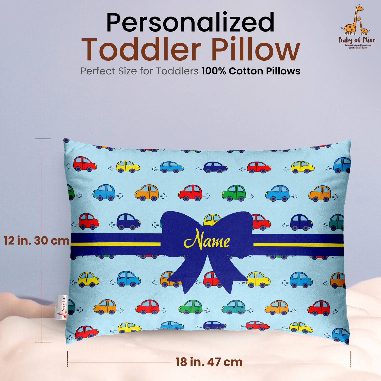 Baby of Mine Premium Baby Infant Pillow for Kids Age 1 Year To 5 Years - Imported Super Soft Fabric - Colourfull Cars Print