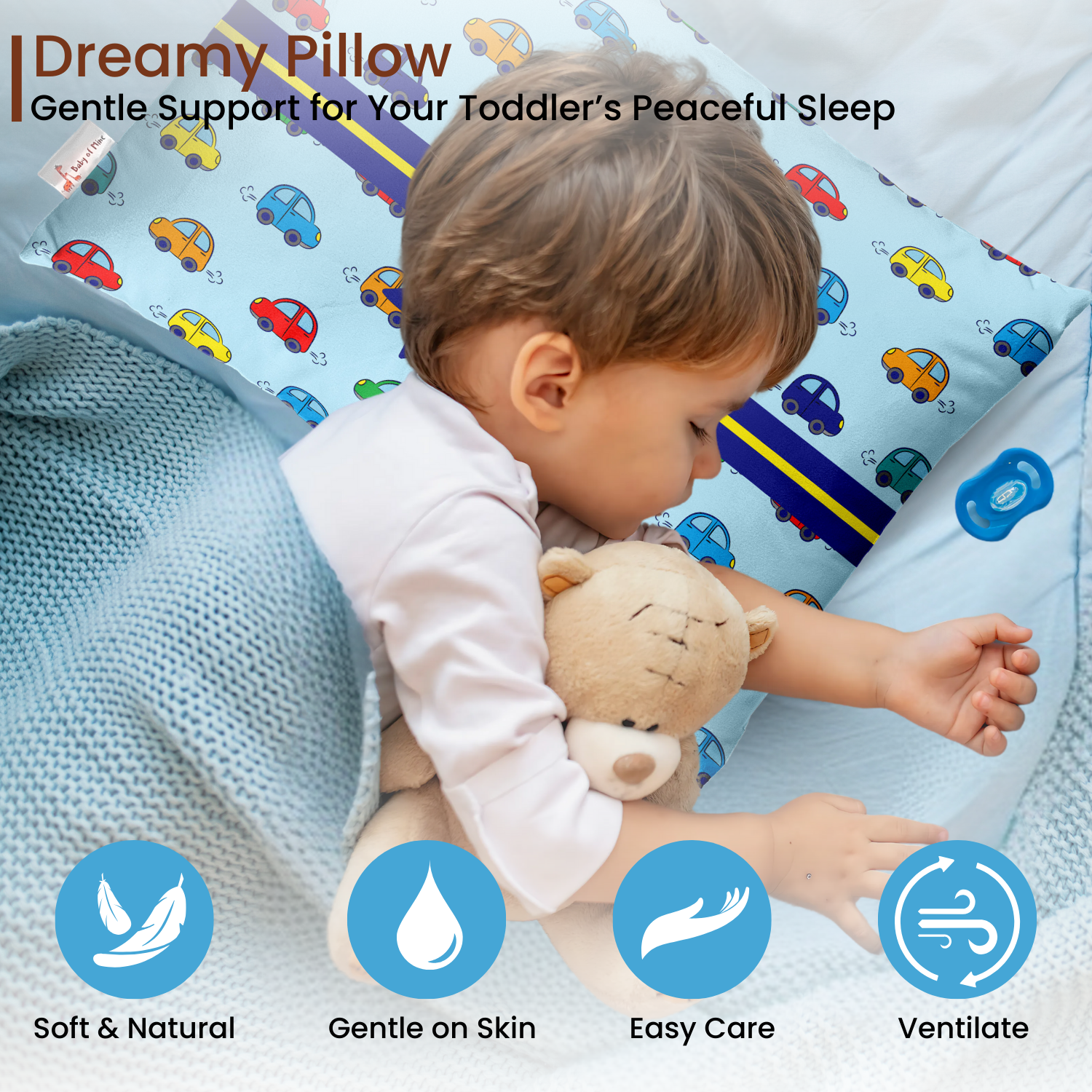 Baby of Mine Premium Baby Infant Pillow for Kids Age 1 Year To 5 Years - Imported Super Soft Fabric - Colourfull Cars Print