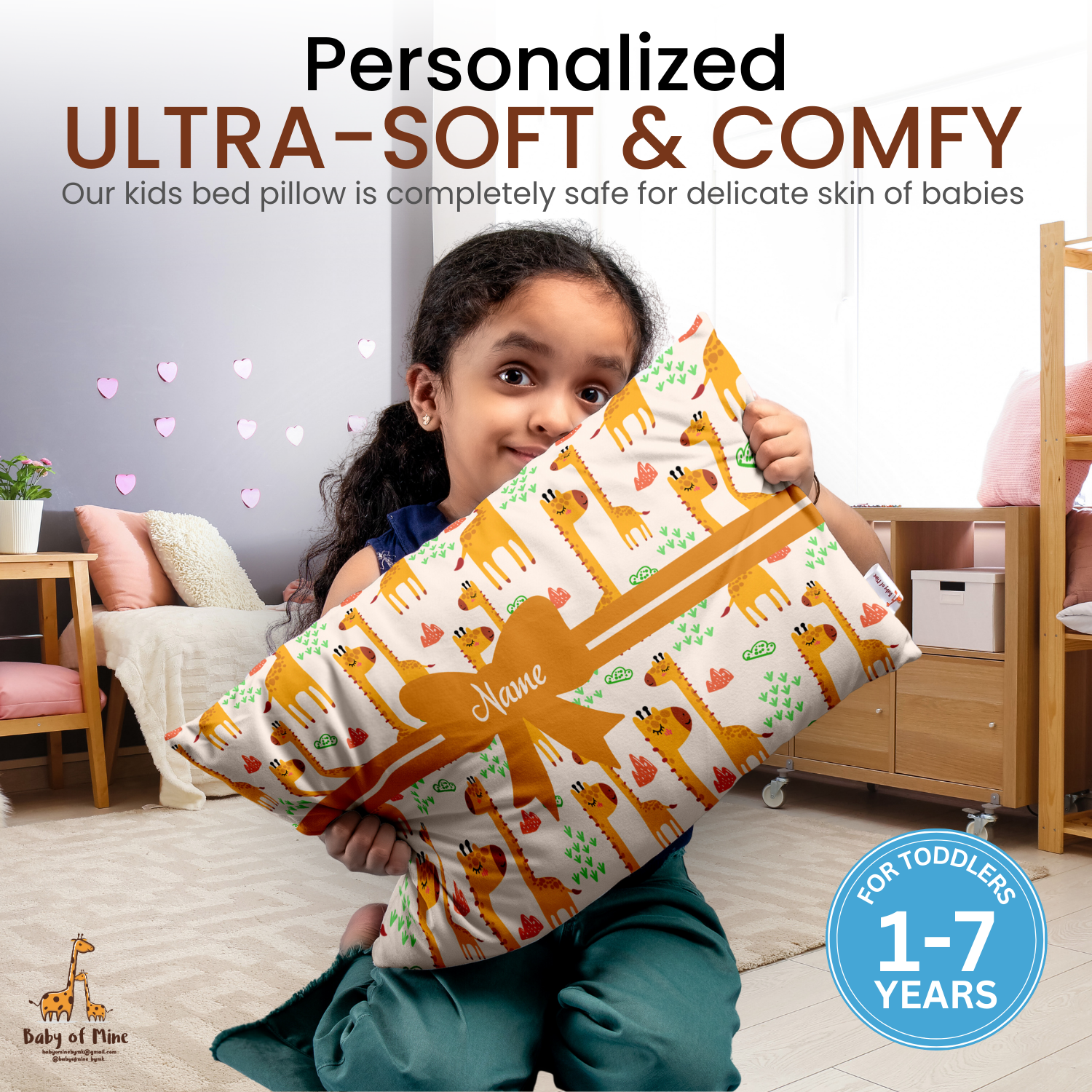 Baby of Mine Premium Baby Infant Pillow for Kids Age 1 Year To 5 Years - Imported Super Soft Fabric - Giraffe Print