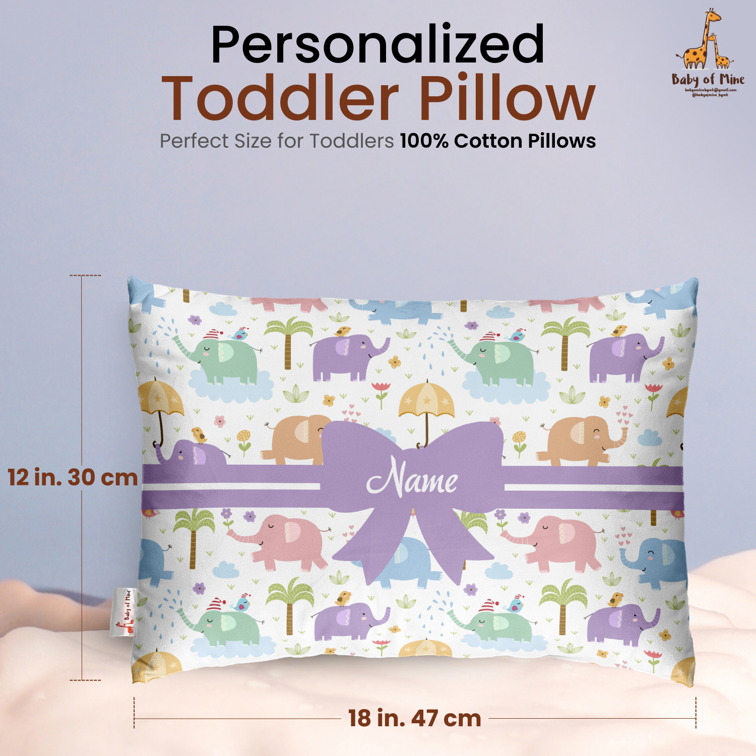 Baby of Mine Premium Baby Infant Pillow for Kids Age 1 Year To 5 Years - Imported Super Soft Fabric - Colourfull Elephant Print