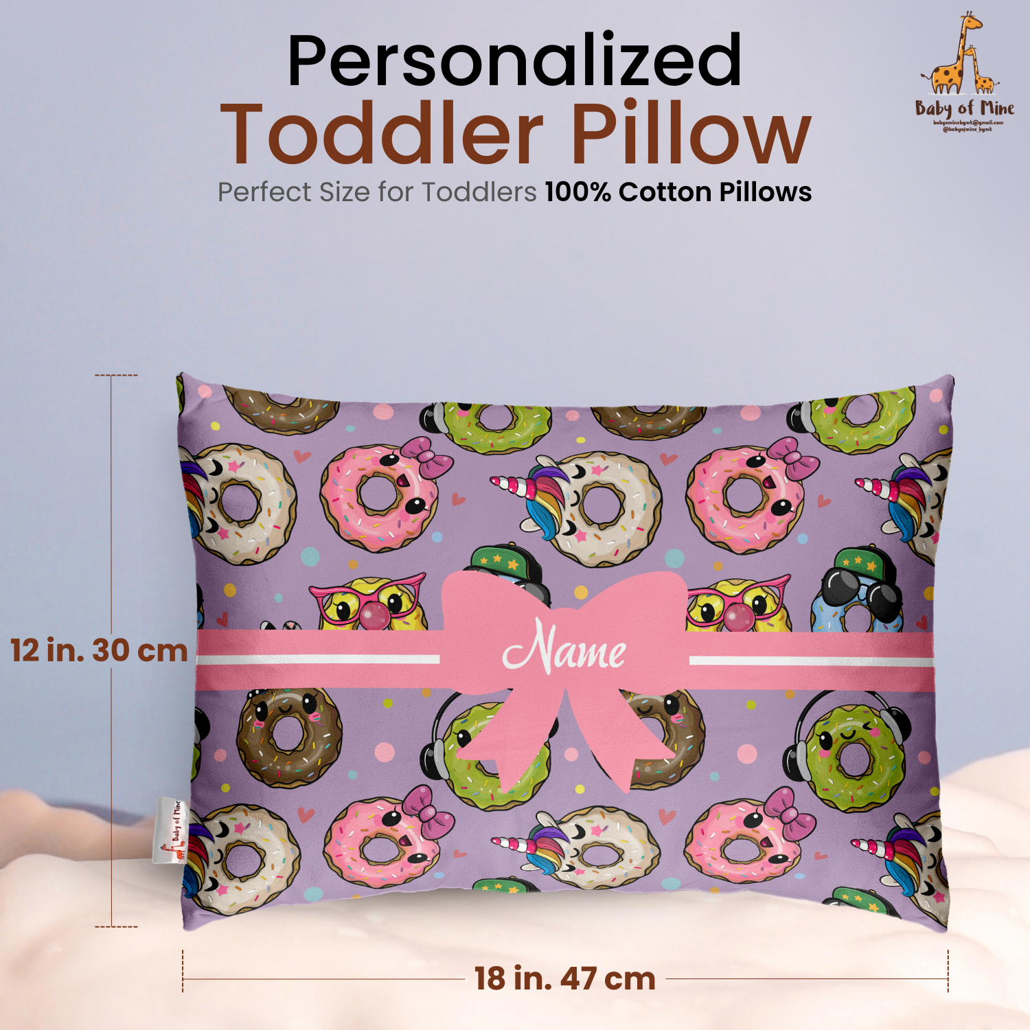 Baby of Mine Premium Baby Infant Pillow for Kids Age 1 Year To 5 Years - Imported Super Soft Fabric - Funky Donut Print