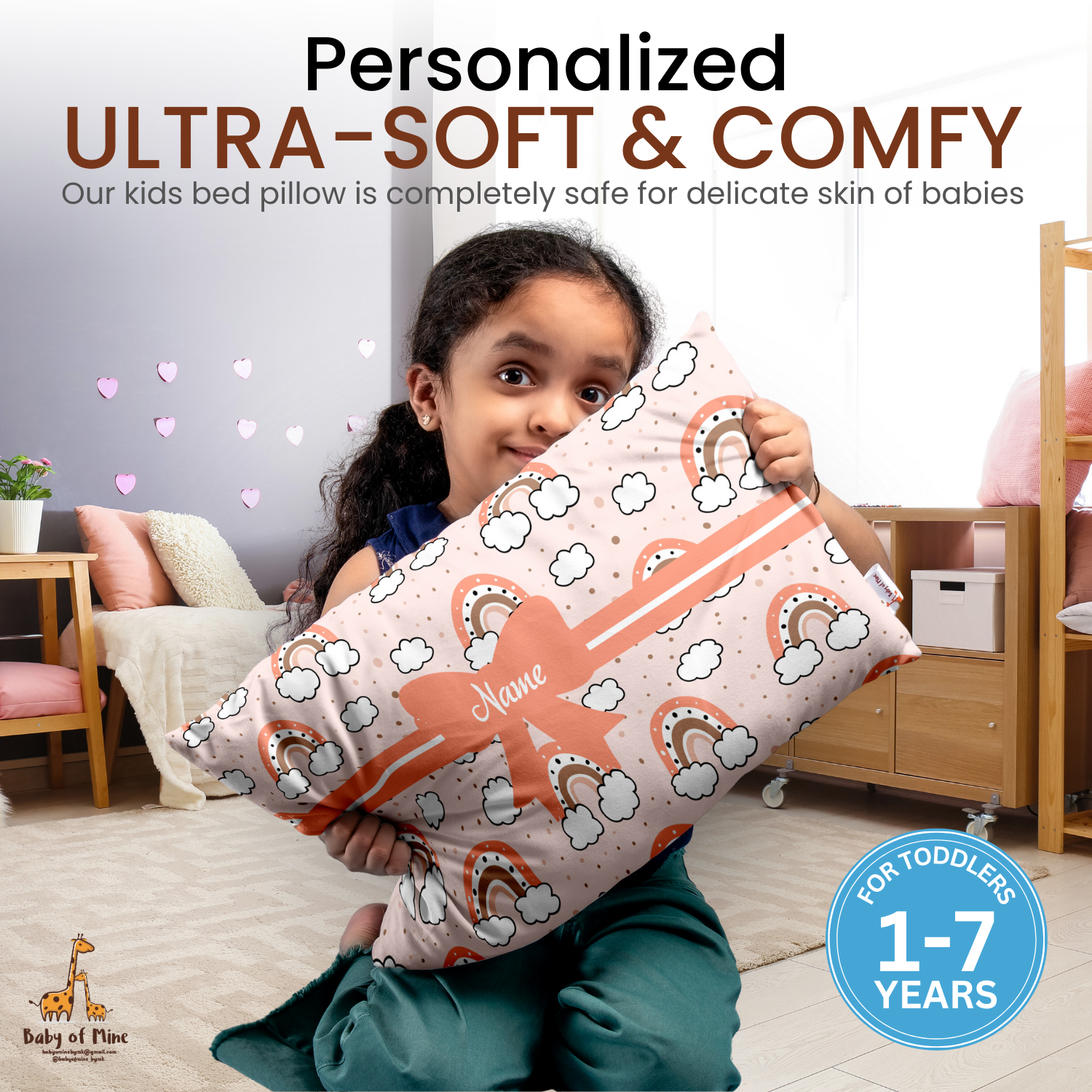 Baby of Mine Premium Baby Infant Pillow for Kids Age 1 Year To 5 Years - Imported Super Soft Fabric - Ranbbow  Print