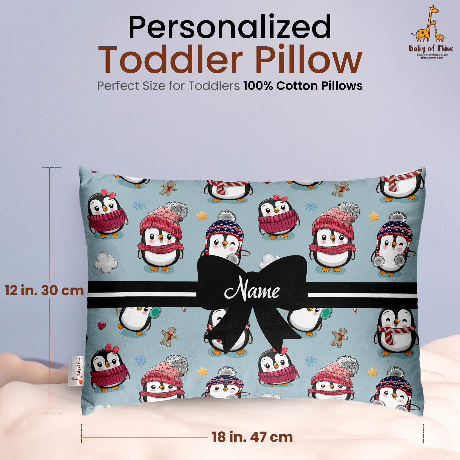 Baby of Mine Premium Baby Infant Pillow for Kids Age 1 Year To 5 Years - Imported Super Soft Fabric - Ice Penguin Print