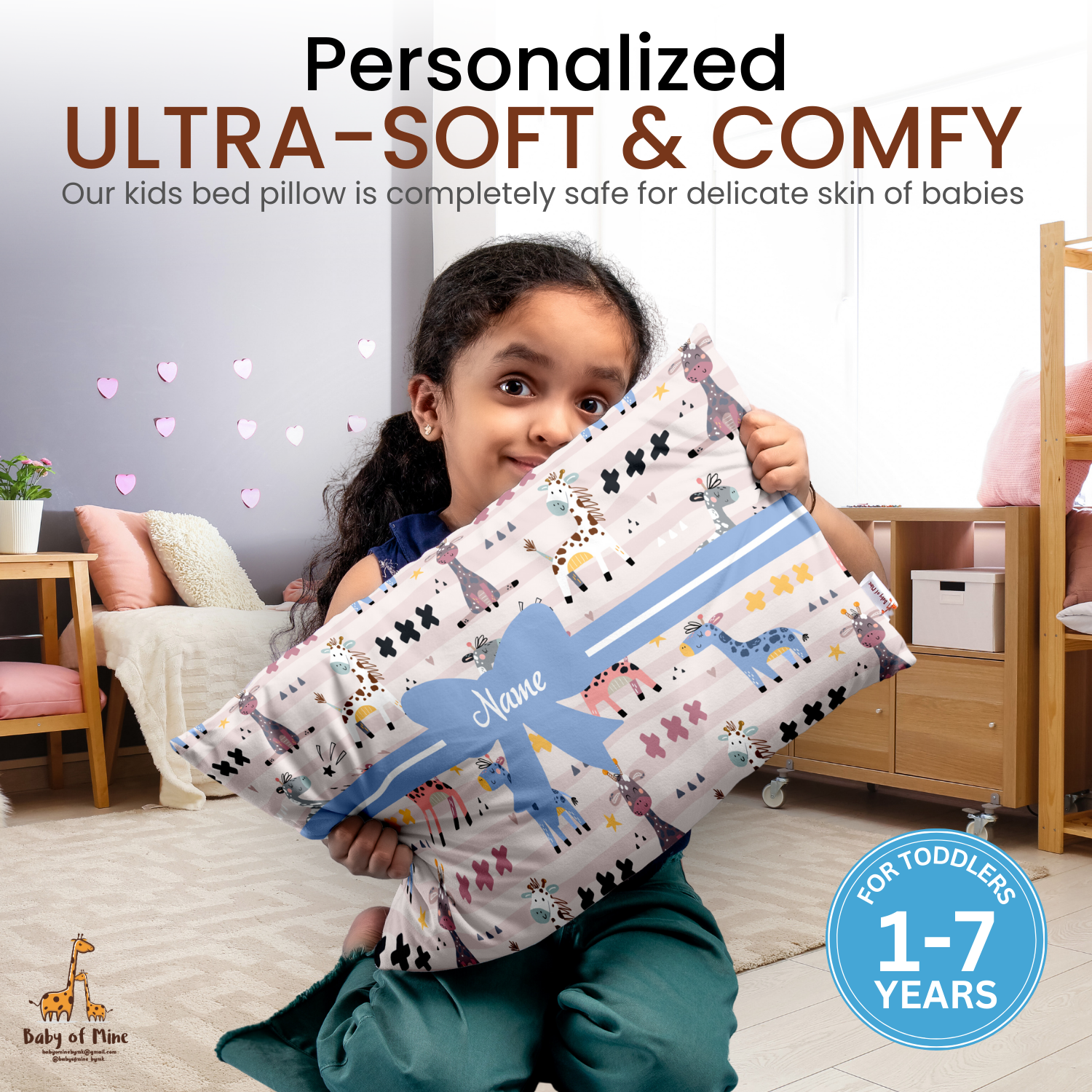 Baby of Mine Premium Baby Infant Pillow for Kids Age 1 Year To 5 Years - Imported Super Soft Fabric - Baby Giraffe Print