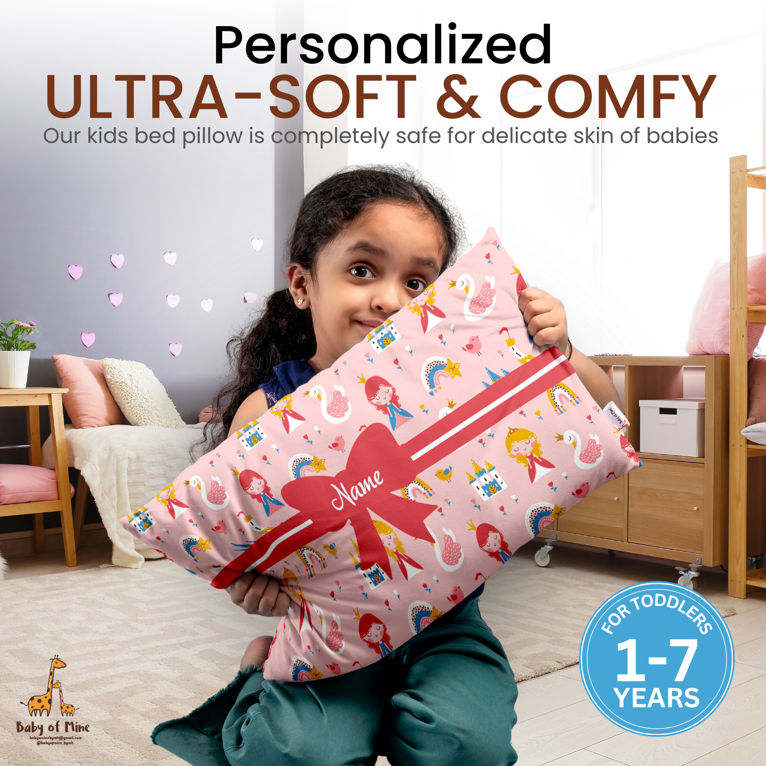 Baby of Mine Premium Baby Infant Pillow for Kids Age 1 Year To 5 Years - Imported Super Soft Fabric - Princess Castle Print