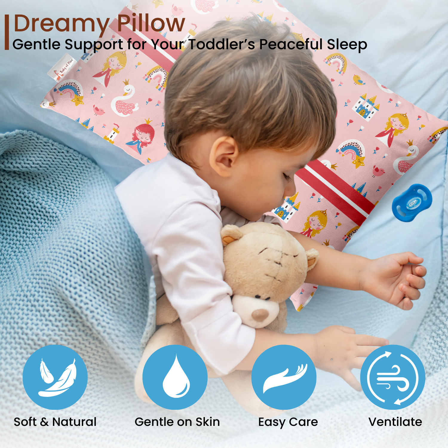 Baby of Mine Premium Baby Infant Pillow for Kids Age 1 Year To 5 Years - Imported Super Soft Fabric - Princess Castle Print