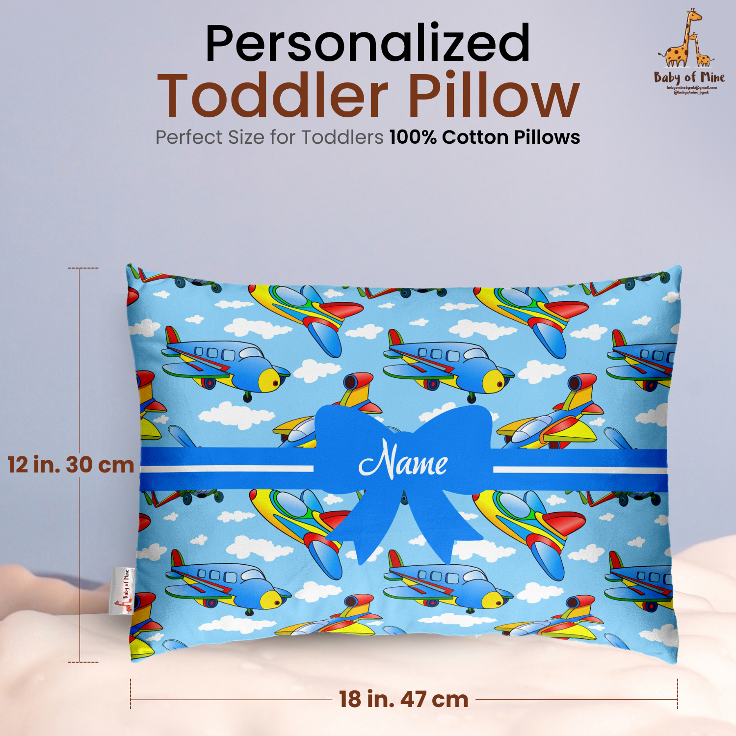 Baby of Mine Premium Baby Infant Pillow for Kids Age 1 Year To 5 Years - Imported Super Soft Fabric - Sky Planes Print