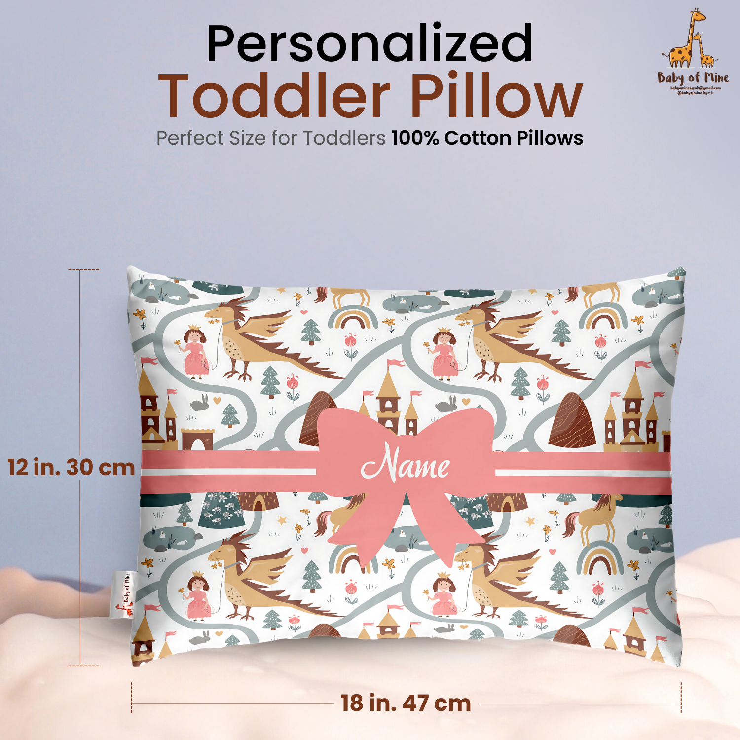 Baby of Mine Premium Baby Infant Pillow for Kids Age 1 Year To 5 Years - Imported Super Soft Fabric - Princess Dragon Print