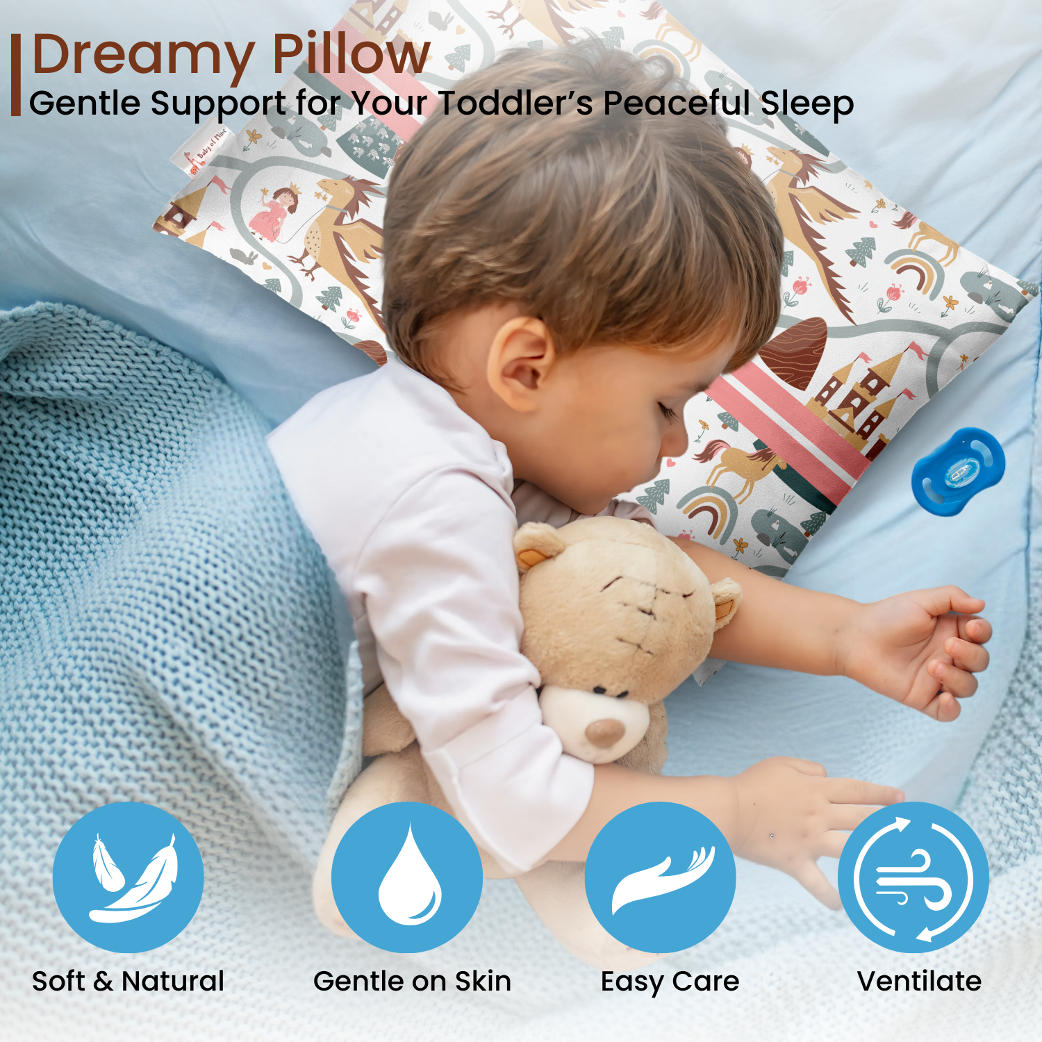 Baby of Mine Premium Baby Infant Pillow for Kids Age 1 Year To 5 Years - Imported Super Soft Fabric - Princess Dragon Print