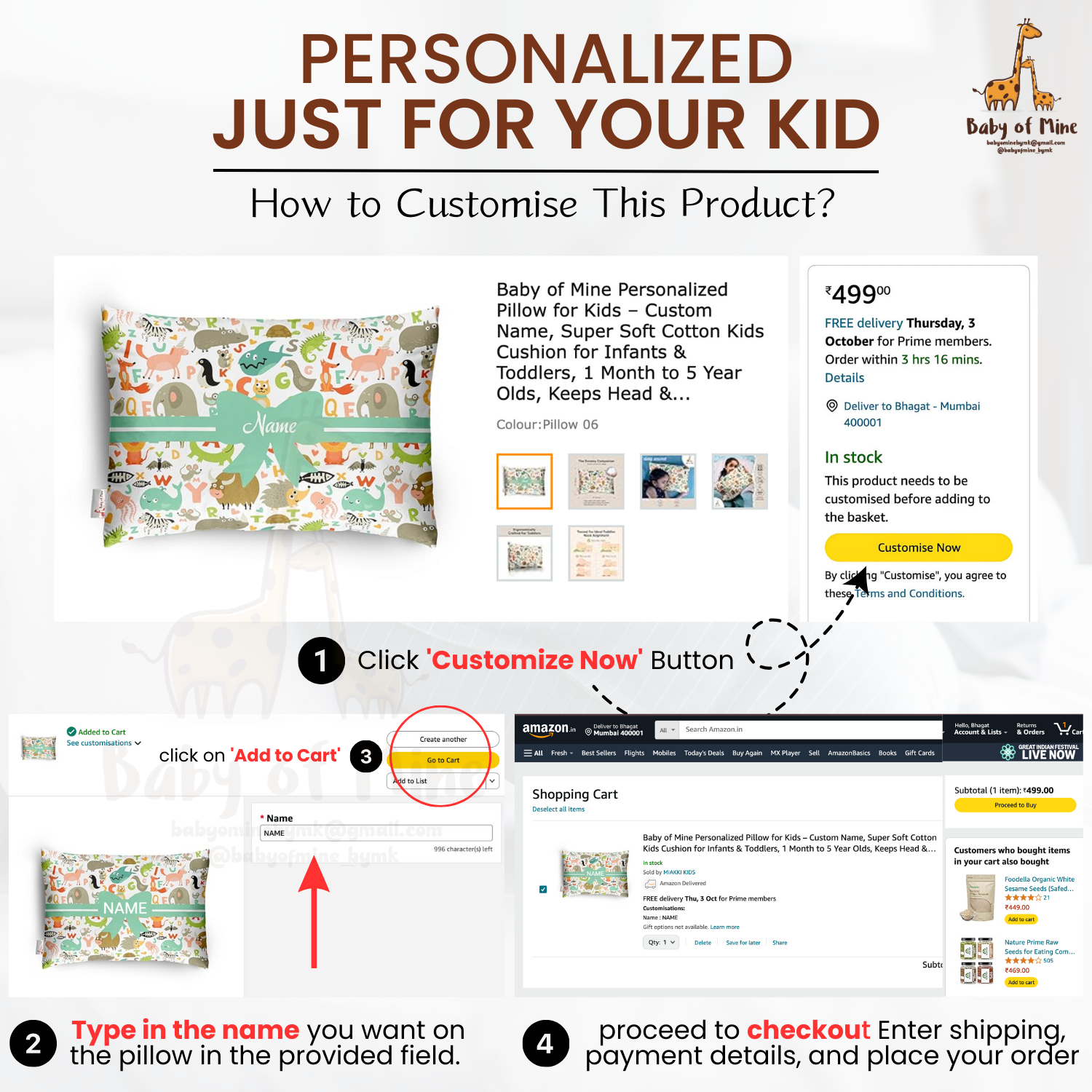 Baby of Mine Premium Baby Infant Pillow for Kids Age 1 Year To 5 Years - Imported Super Soft Fabric - Princess Dragon Print