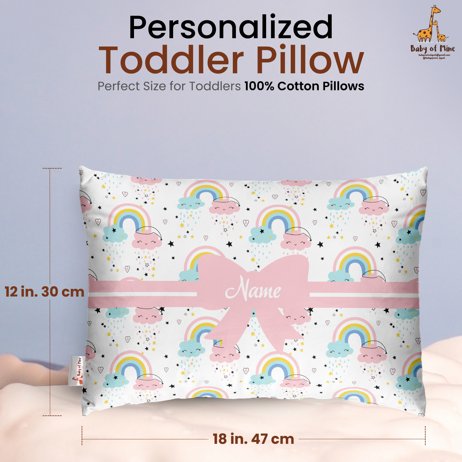 Baby of Mine Premium Baby Infant Pillow for Kids Age 1 Year To 5 Years - Imported Super Soft Fabric - Glitter Rainbow Print