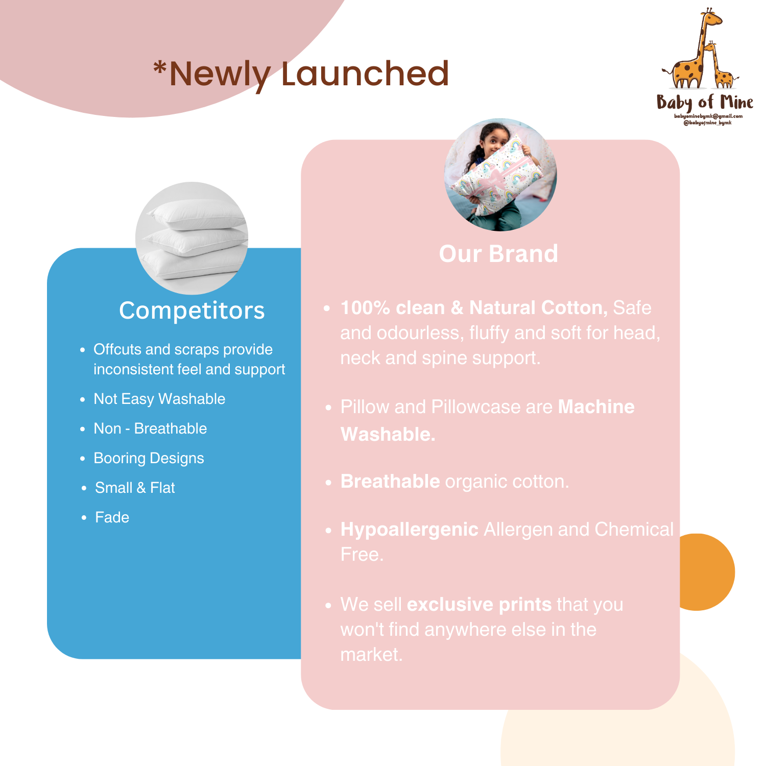 Baby of Mine Premium Baby Infant Pillow for Kids Age 1 Year To 5 Years - Imported Super Soft Fabric - Glitter Rainbow Print