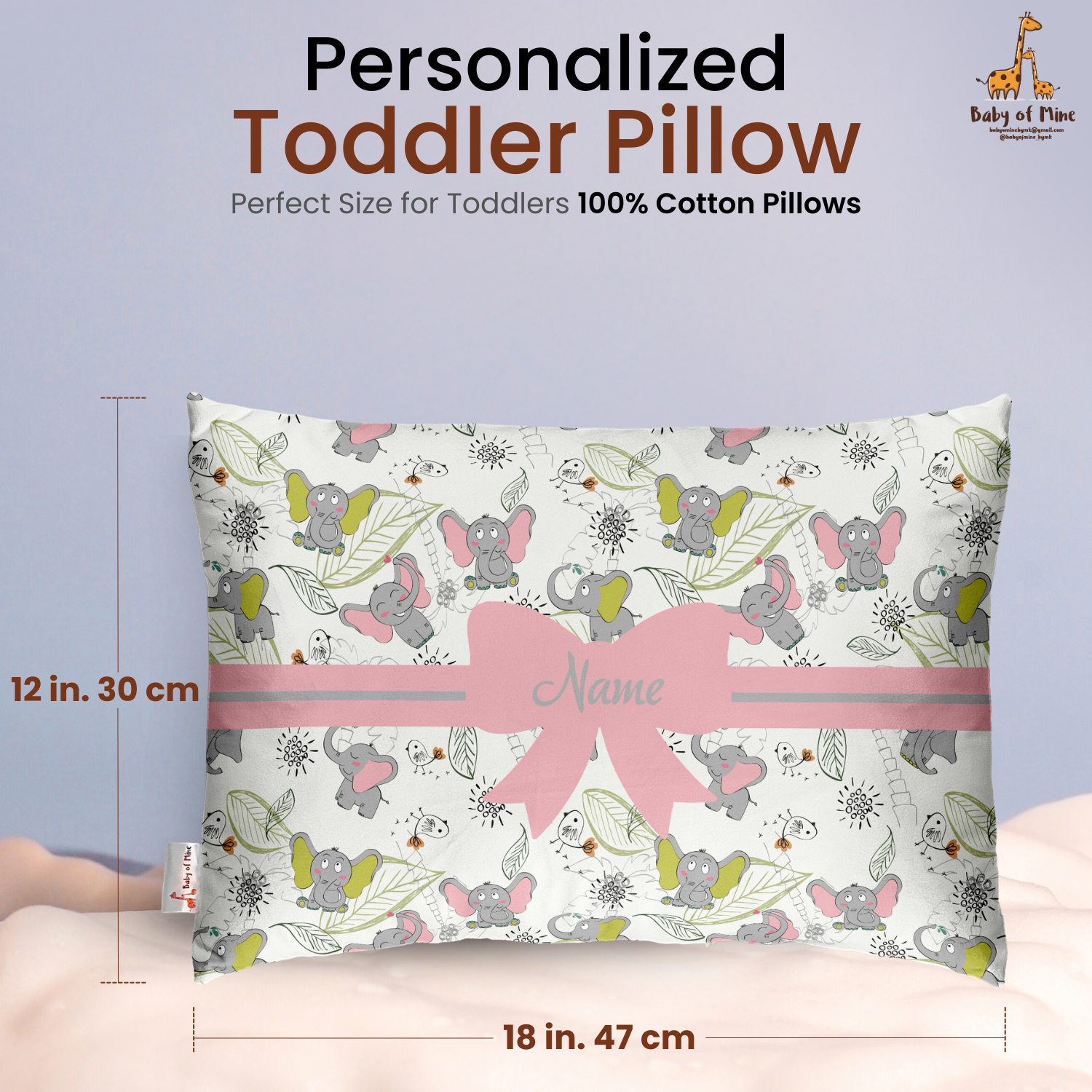Baby of Mine Premium Baby Infant Pillow for Kids Age 1 Year To 5 Years - Imported Super Soft Fabric - Baby Elephant Print