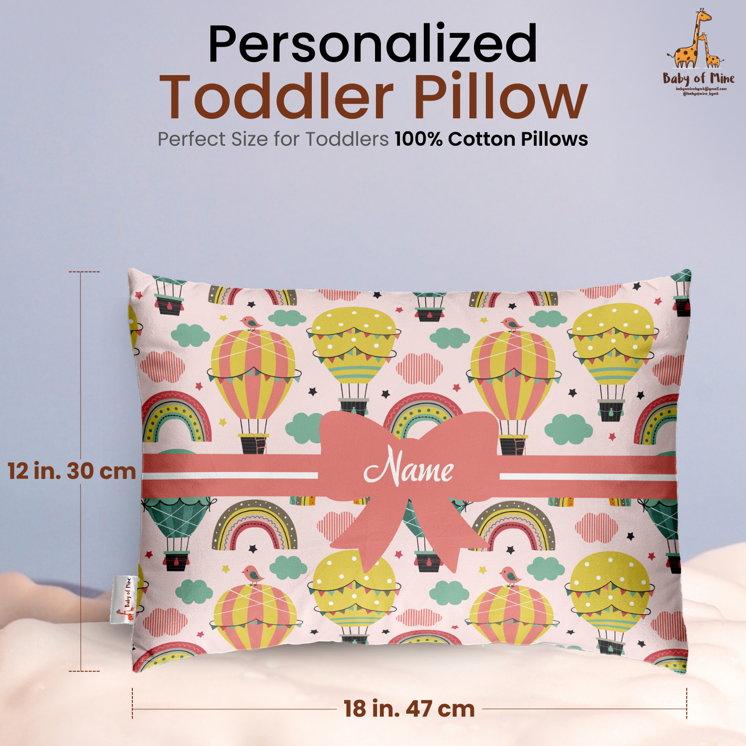 Baby of Mine Premium Baby Infant Pillow for Kids Age 1 Year To 5 Years - Imported Super Soft Fabric - Sky Balloon  Print